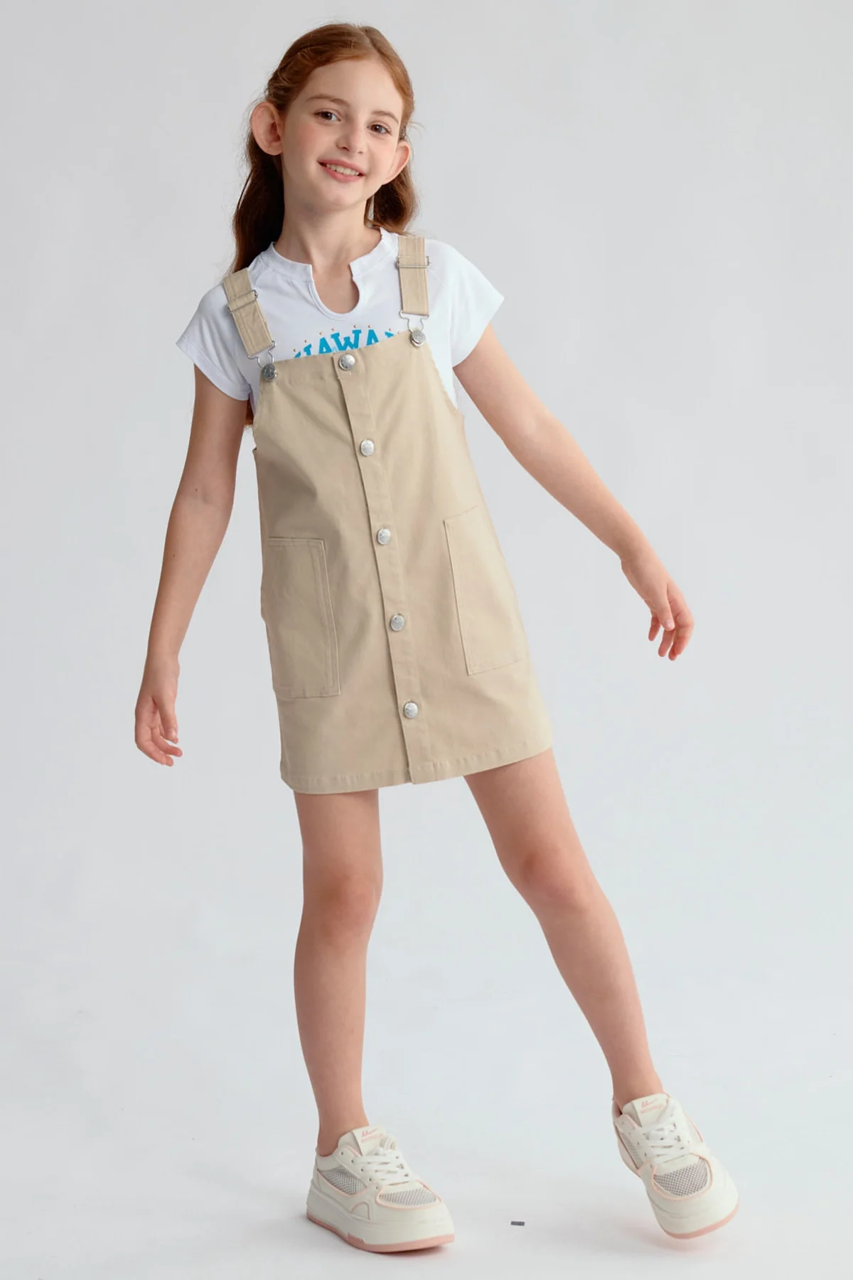 Jardinera Niña Tipo Vestido Beige - Image 4