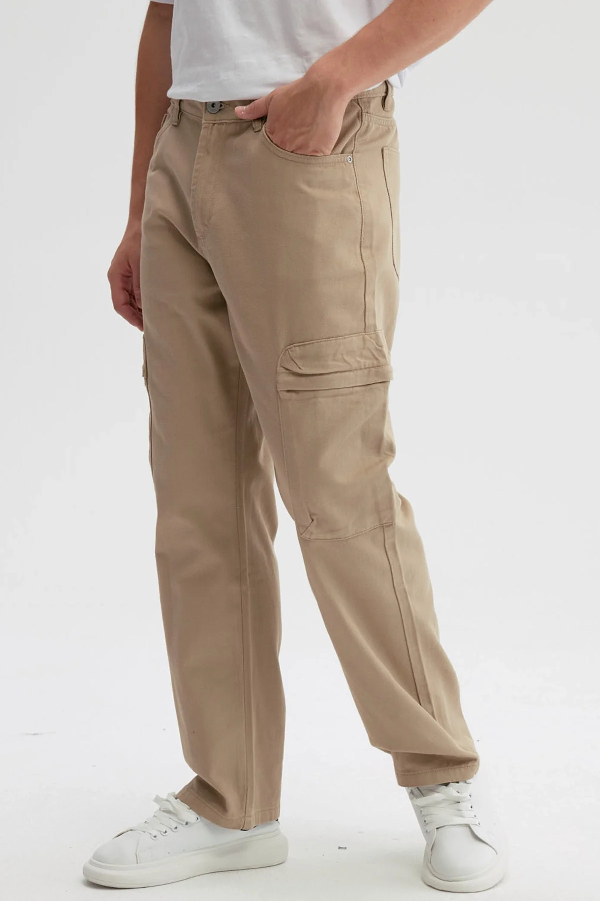 Jeans Hombre Baggy Cargo Beige - Image 2