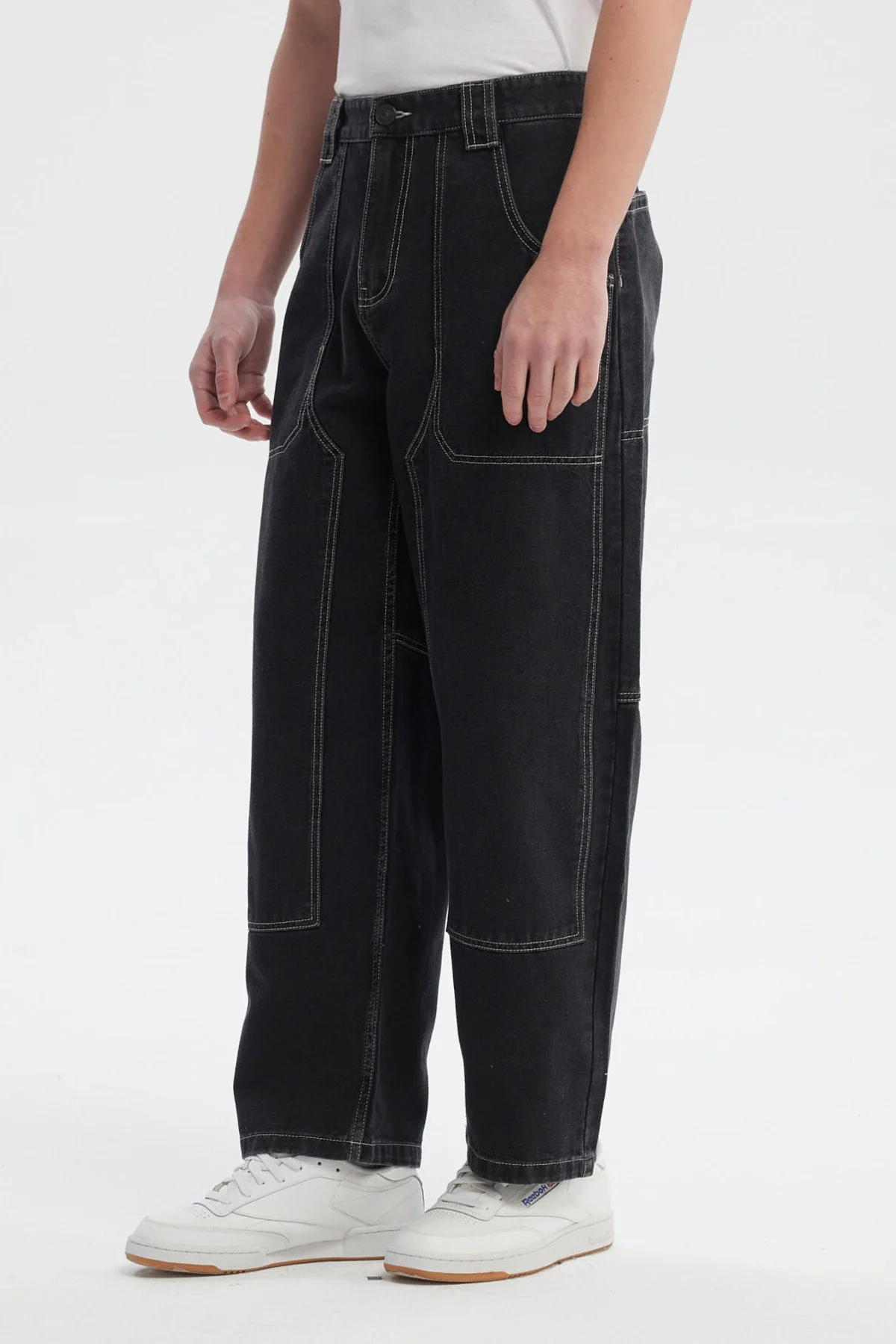 Jeans Hombre Baggy Costura Negro - Image 2