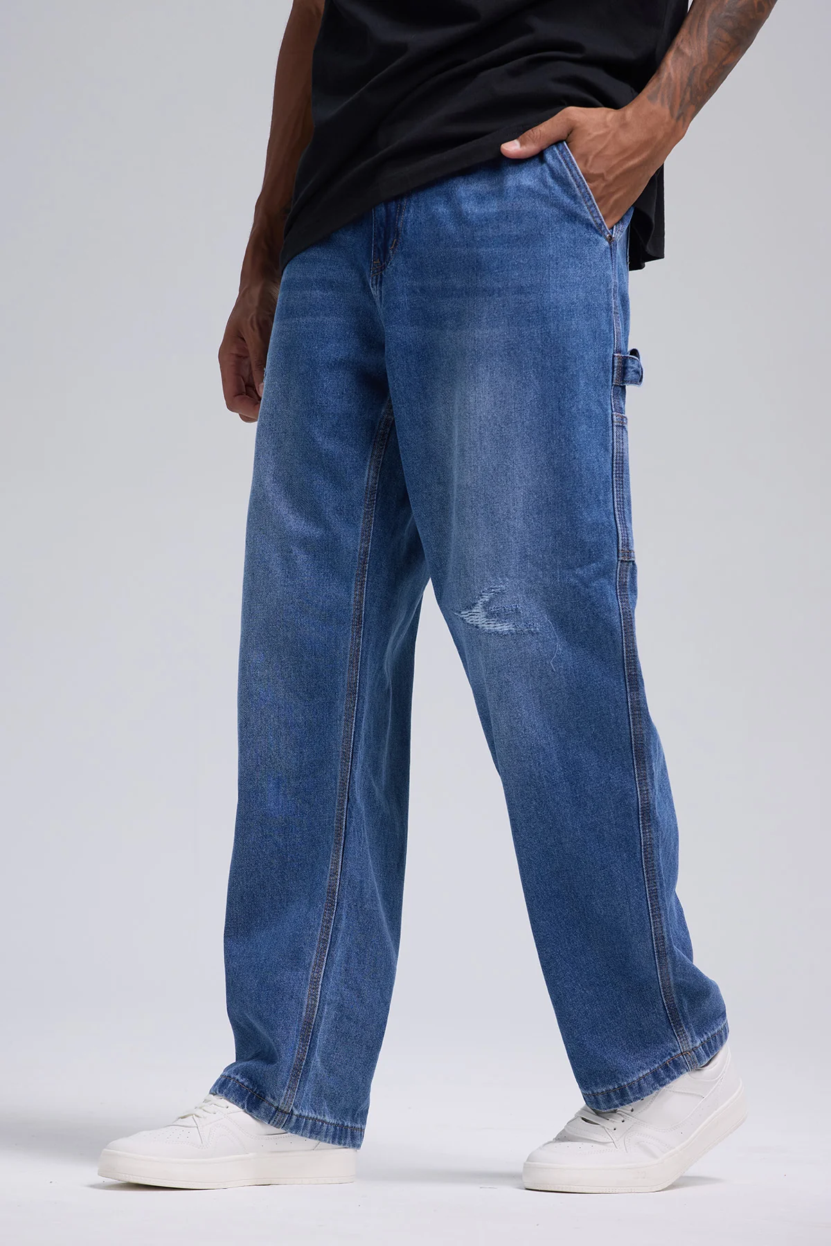 Jeans Hombre Baggy Rotura Azul Claro - Image 2