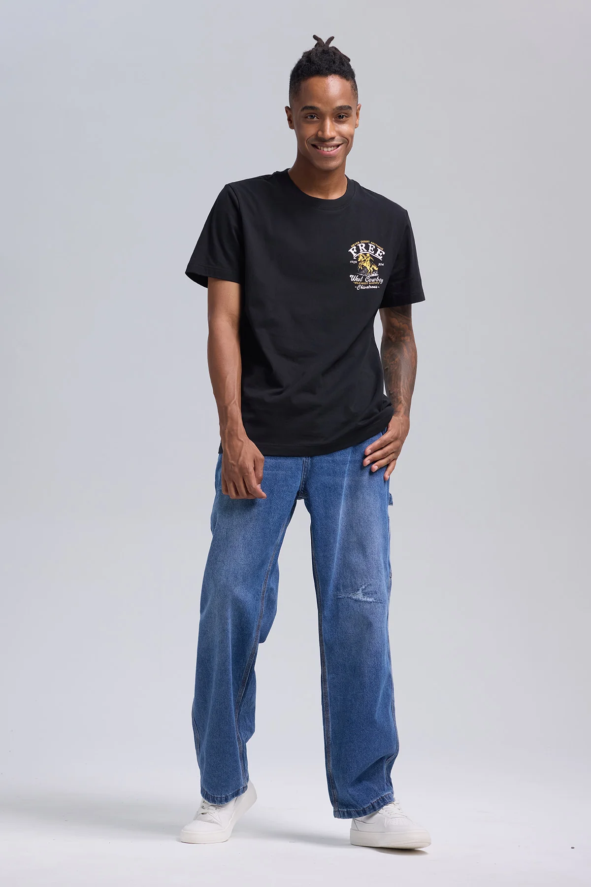 Jeans Hombre Baggy Rotura Azul Claro - Image 4