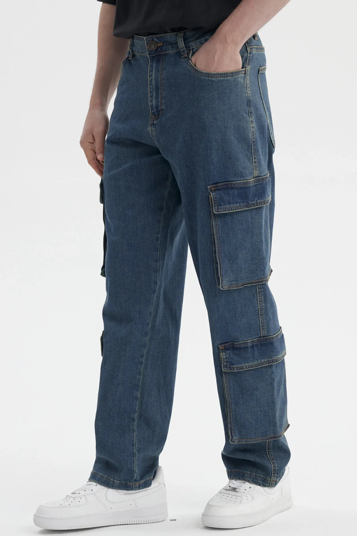 Jeans Hombre Doble Cargo Azul - Image 2
