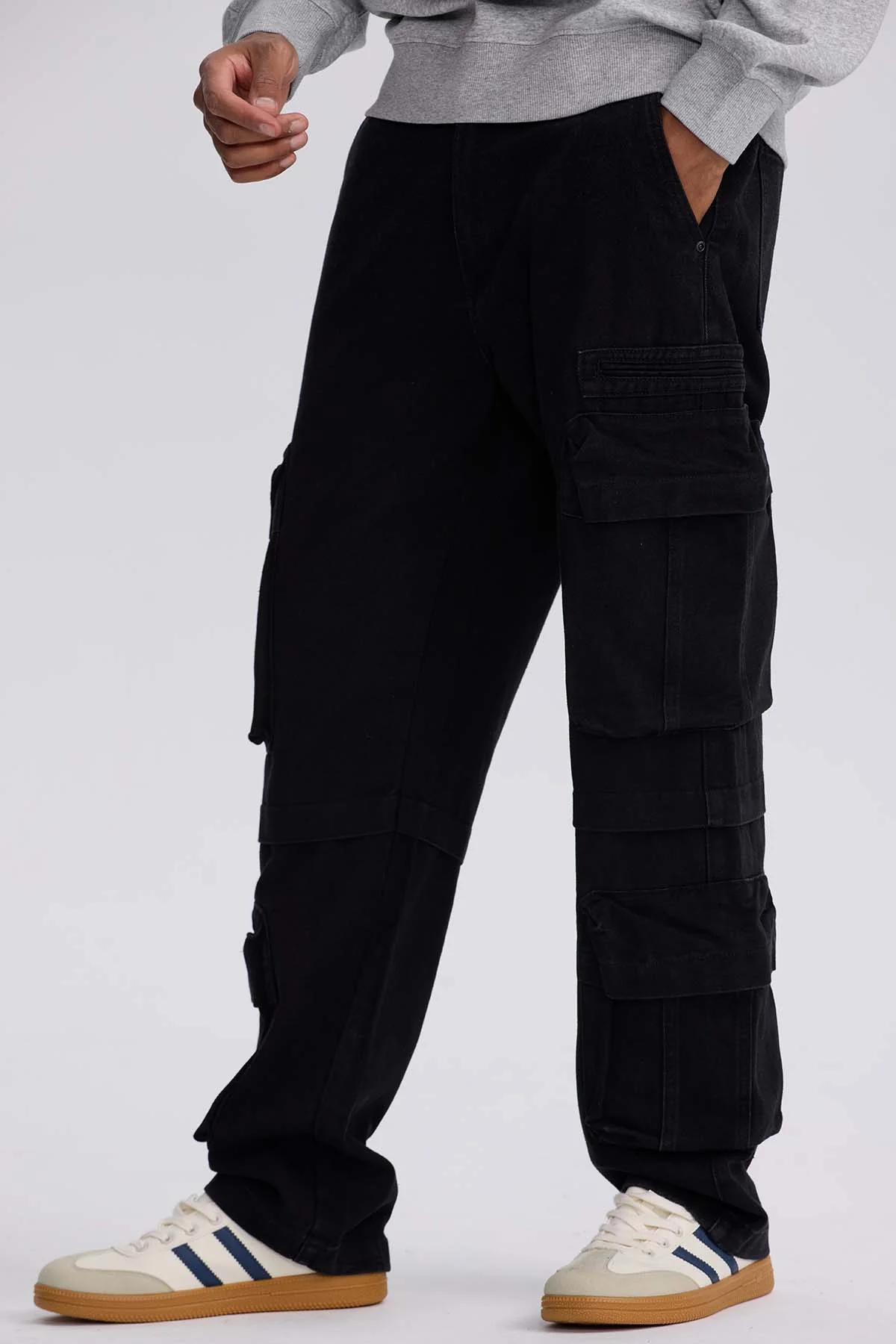 Jeans Hombre Doble Cargo Negro - Image 2