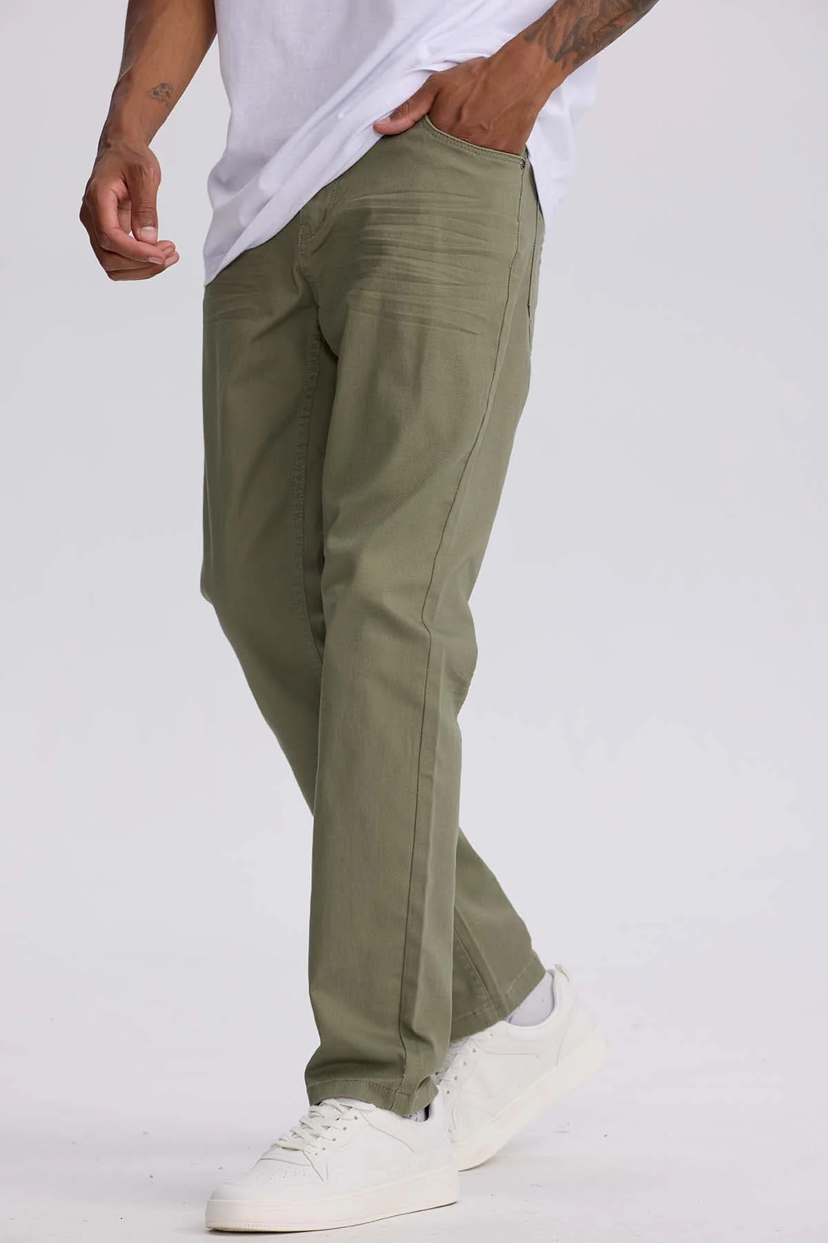 Jeans Hombre Slim Color Verde Militar - Image 2