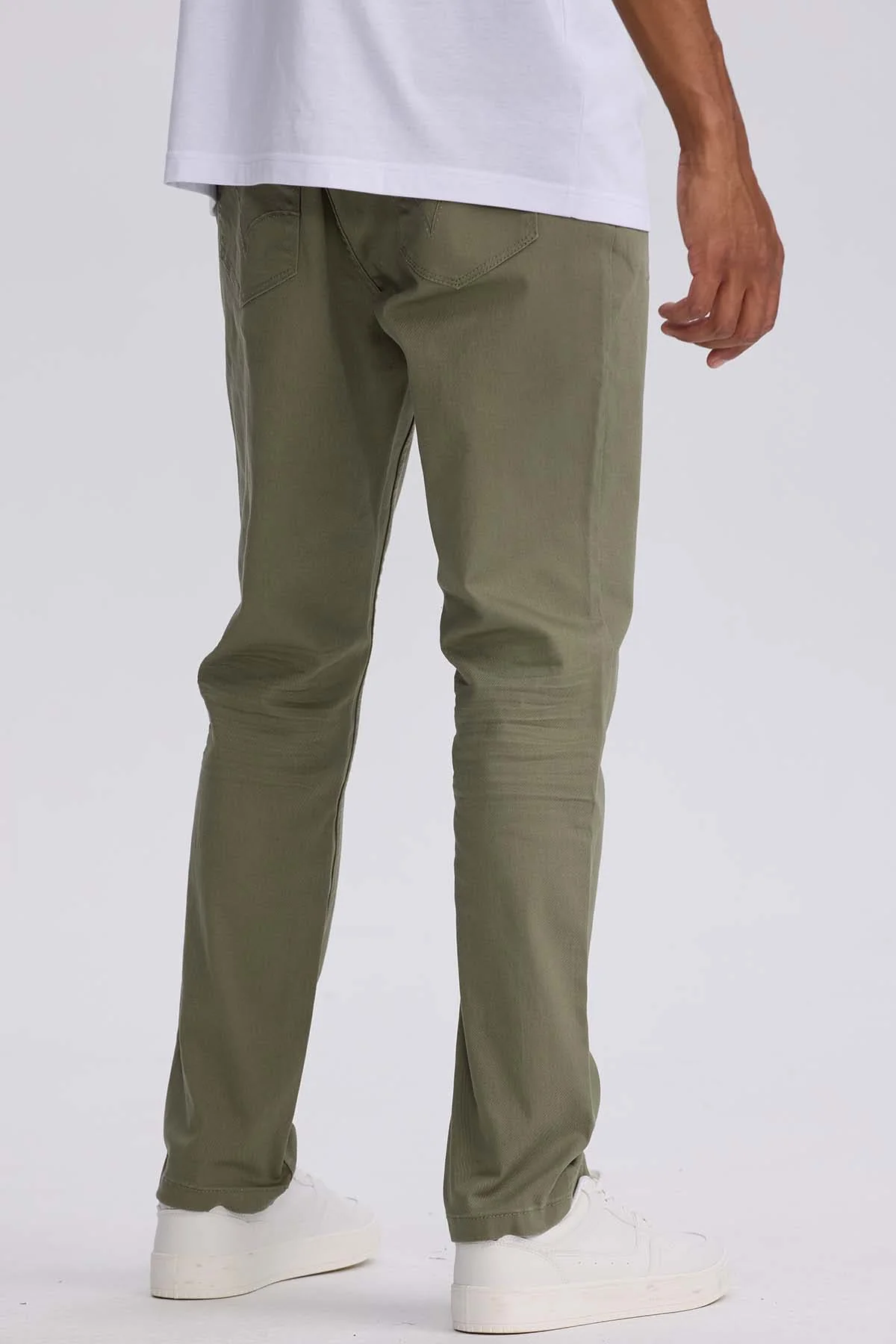 Jeans Hombre Slim Color Verde Militar - Image 3