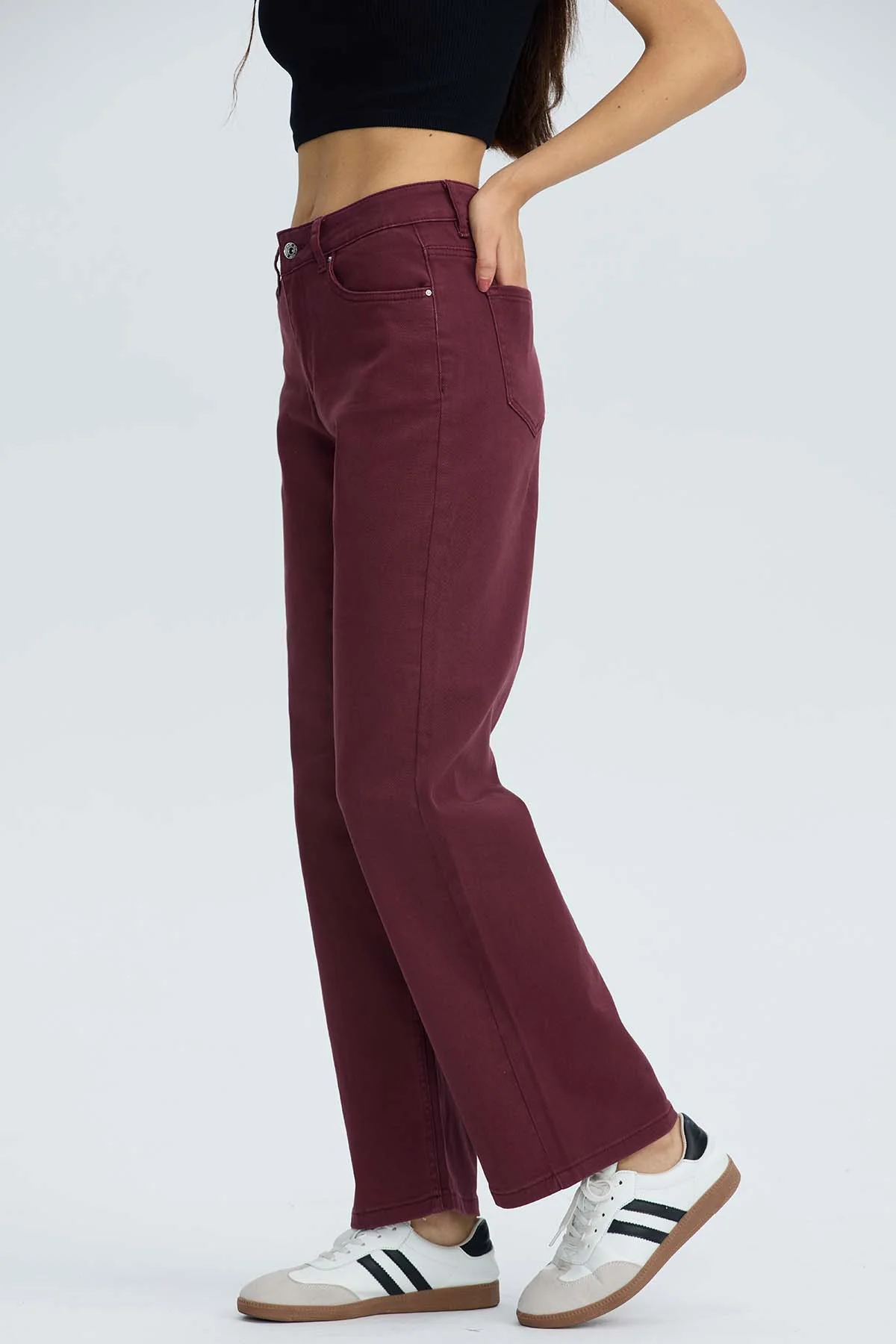 Jeans Mujer Calce Recto Burdeo - Image 3