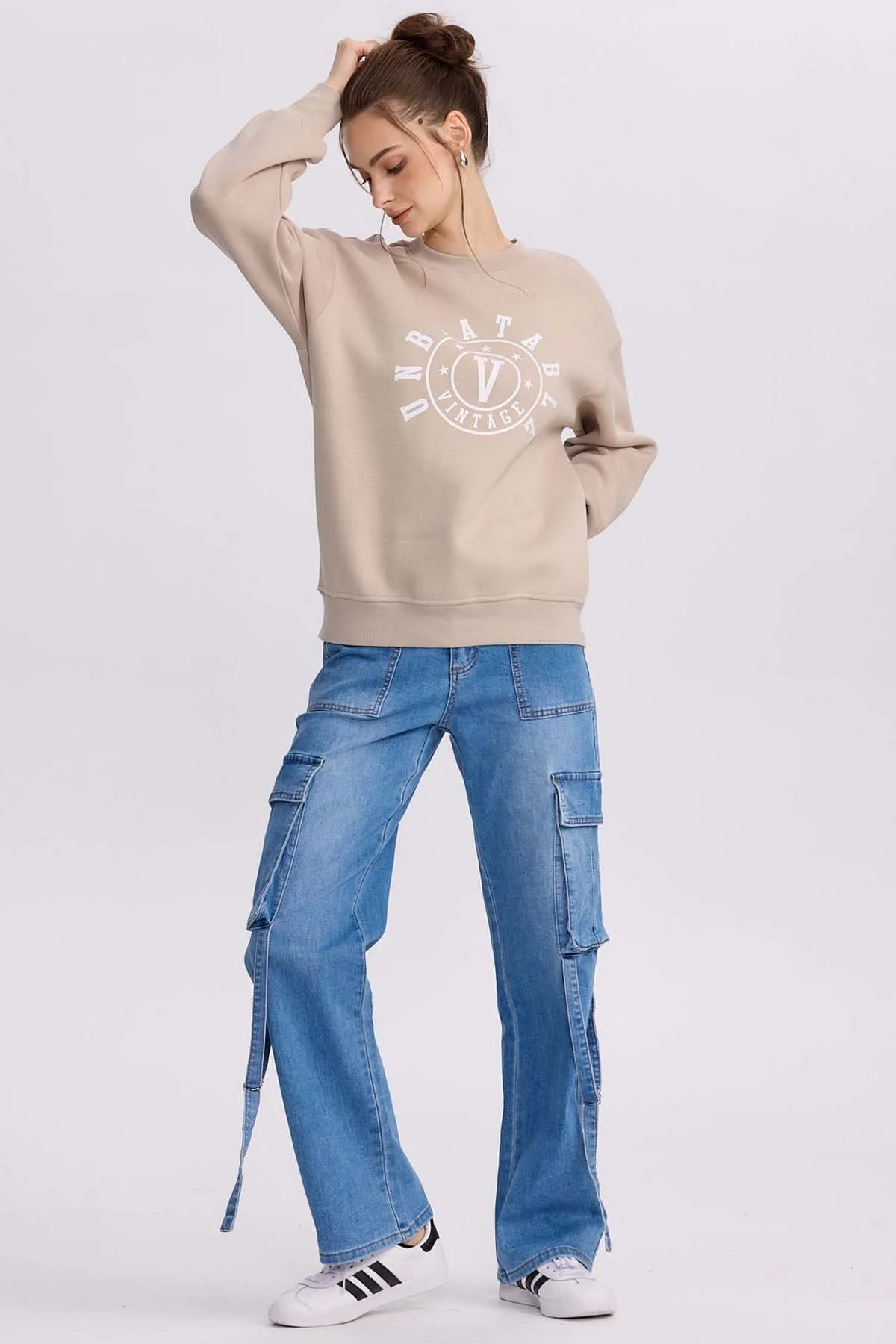 Jeans Mujer Calce Recto Cargo Azul - Image 4