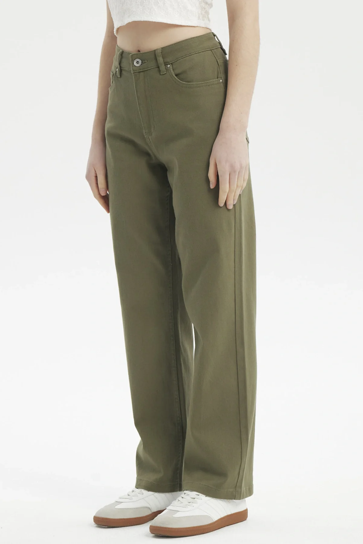 Jeans Mujer Calce Recto Color Verde Militar - Image 2