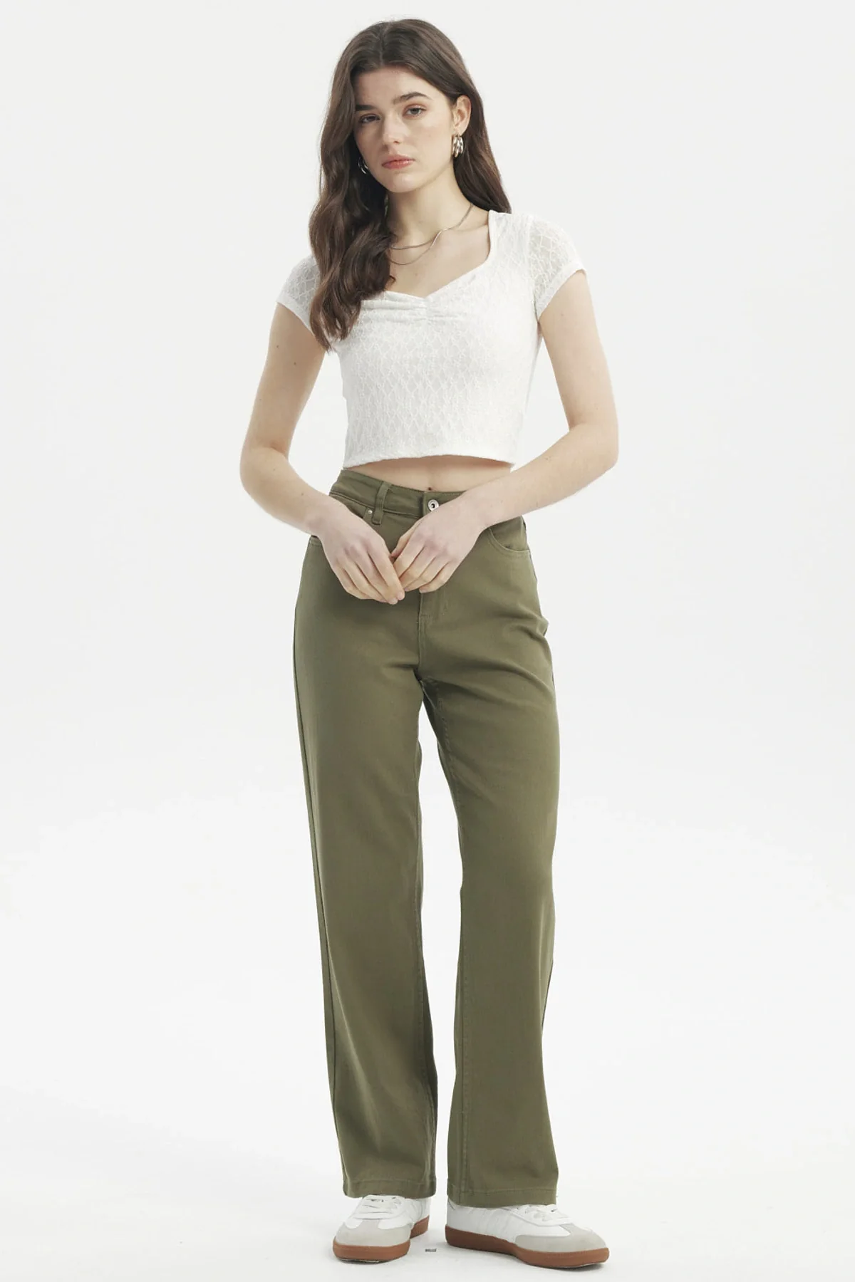 Jeans Mujer Calce Recto Color Verde Militar - Image 4