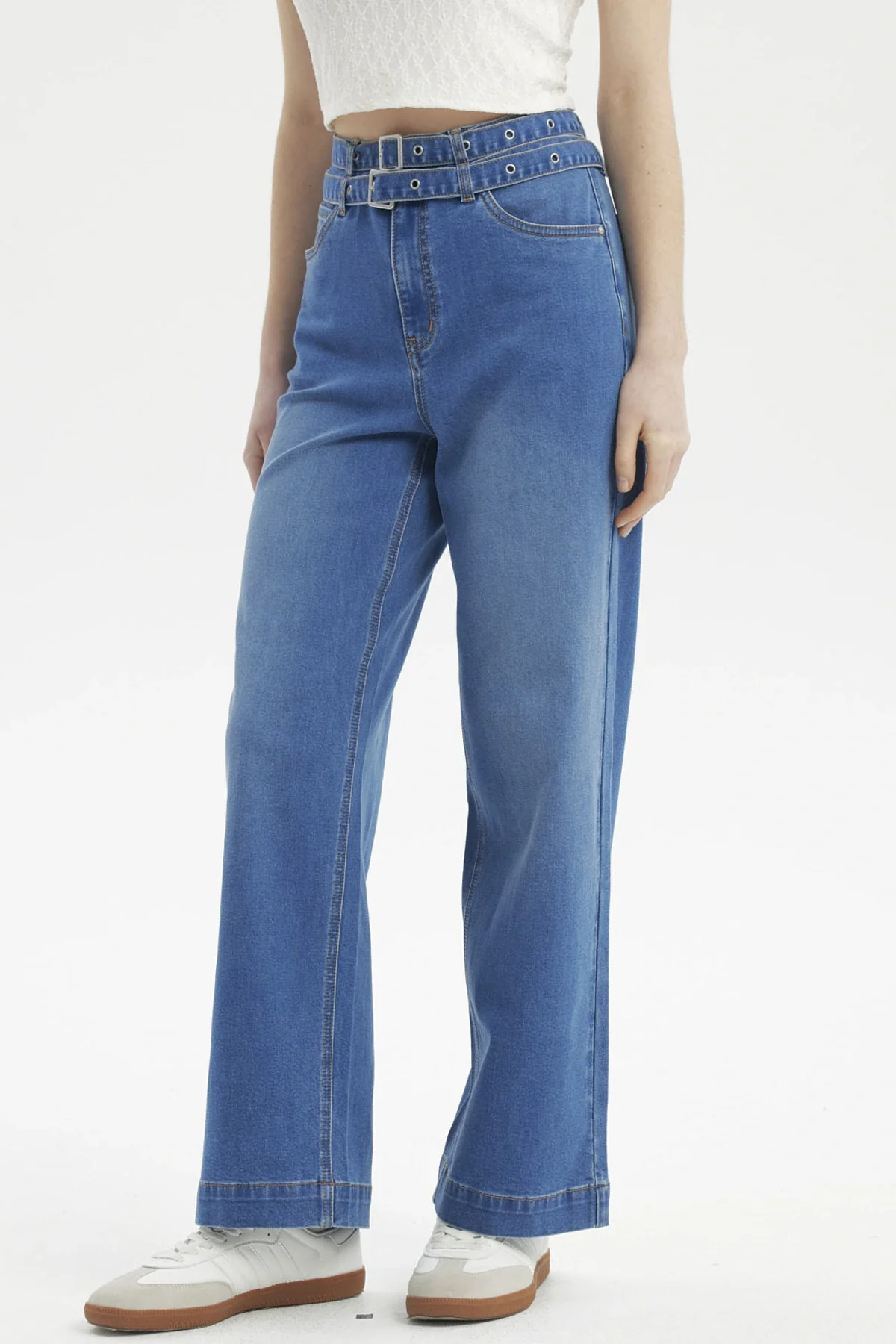 Jeans Mujer Calce Recto Doble Cintura Azul Oscuro - Image 2