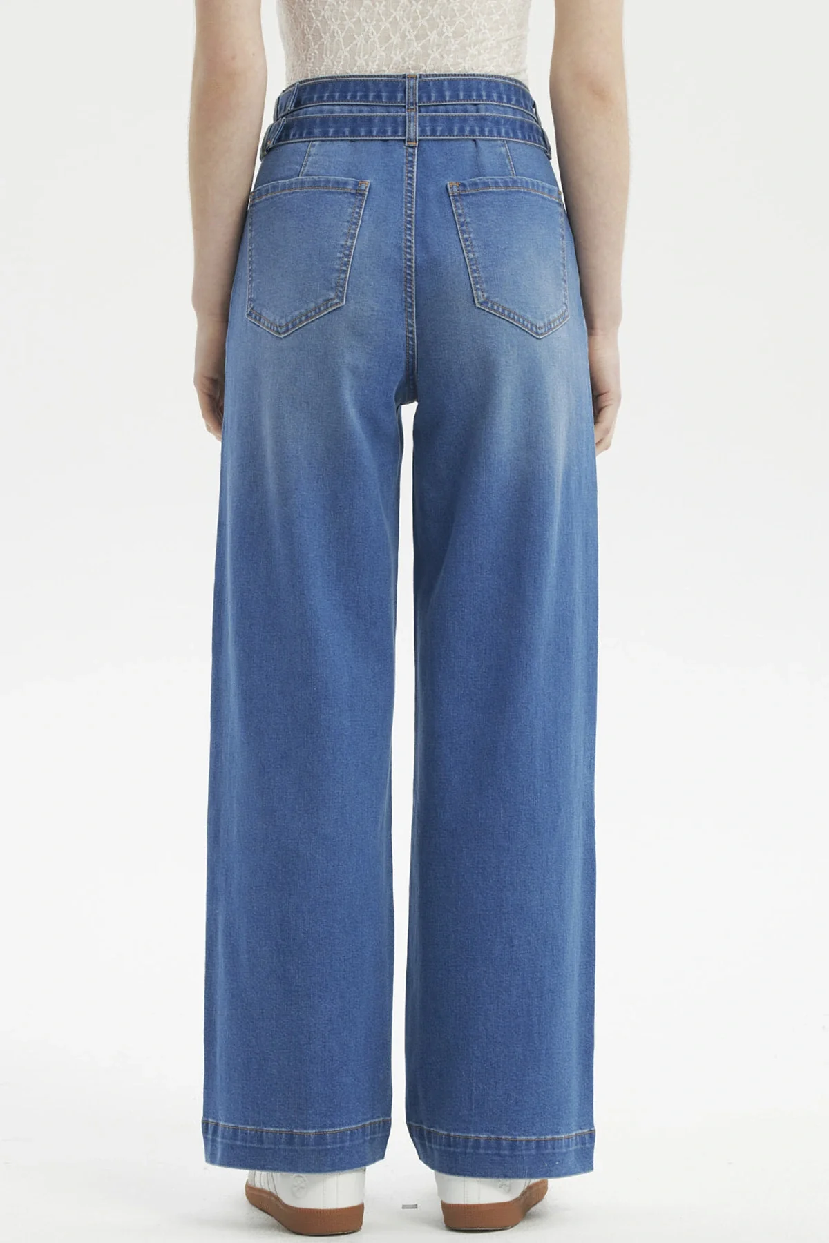 Jeans Mujer Calce Recto Doble Cintura Azul Oscuro - Image 3