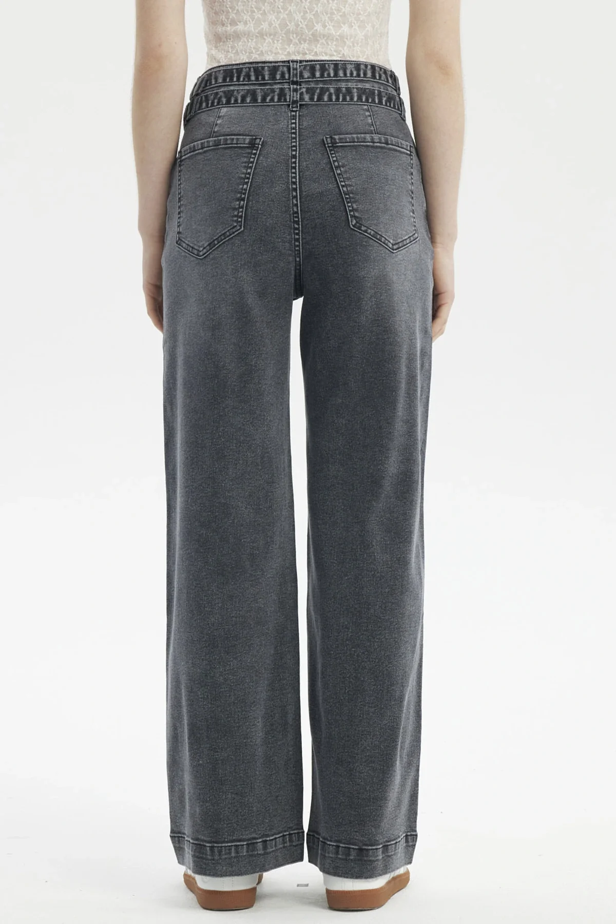 Jeans Mujer Calce Recto Doble Cintura Gris - Image 3