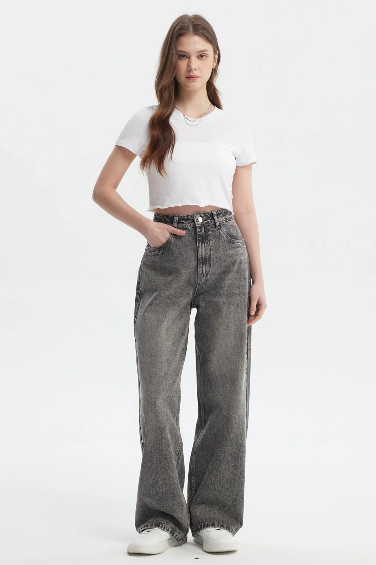 Jeans Mujer Calce Recto Gris - Image 4