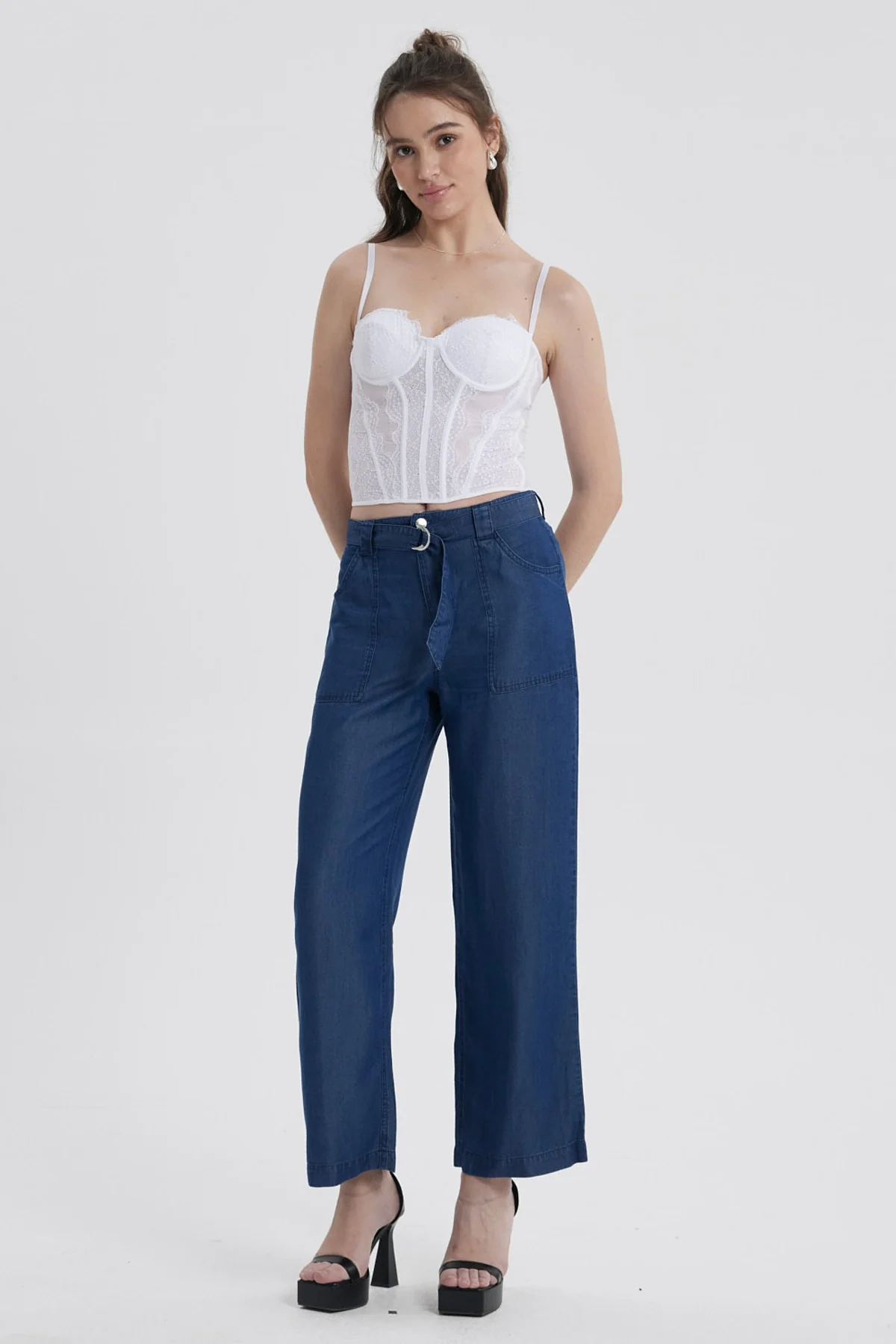 Jeans Mujer Calce Recto Ligero Azul Oscuro - Image 4