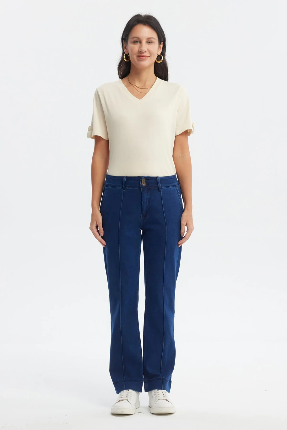 Jeans Mujer Calce Recto Tiro Alto Azul - Image 4