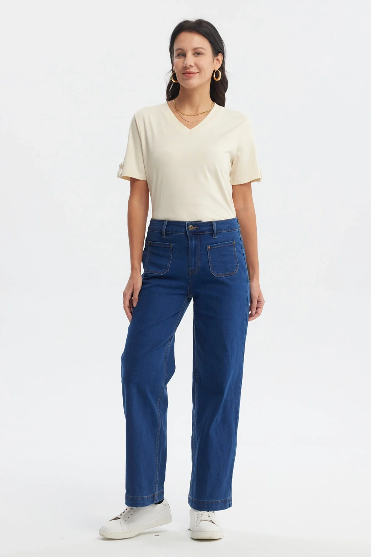 Jeans Mujer Clásico Calce Recto Azul - Image 4