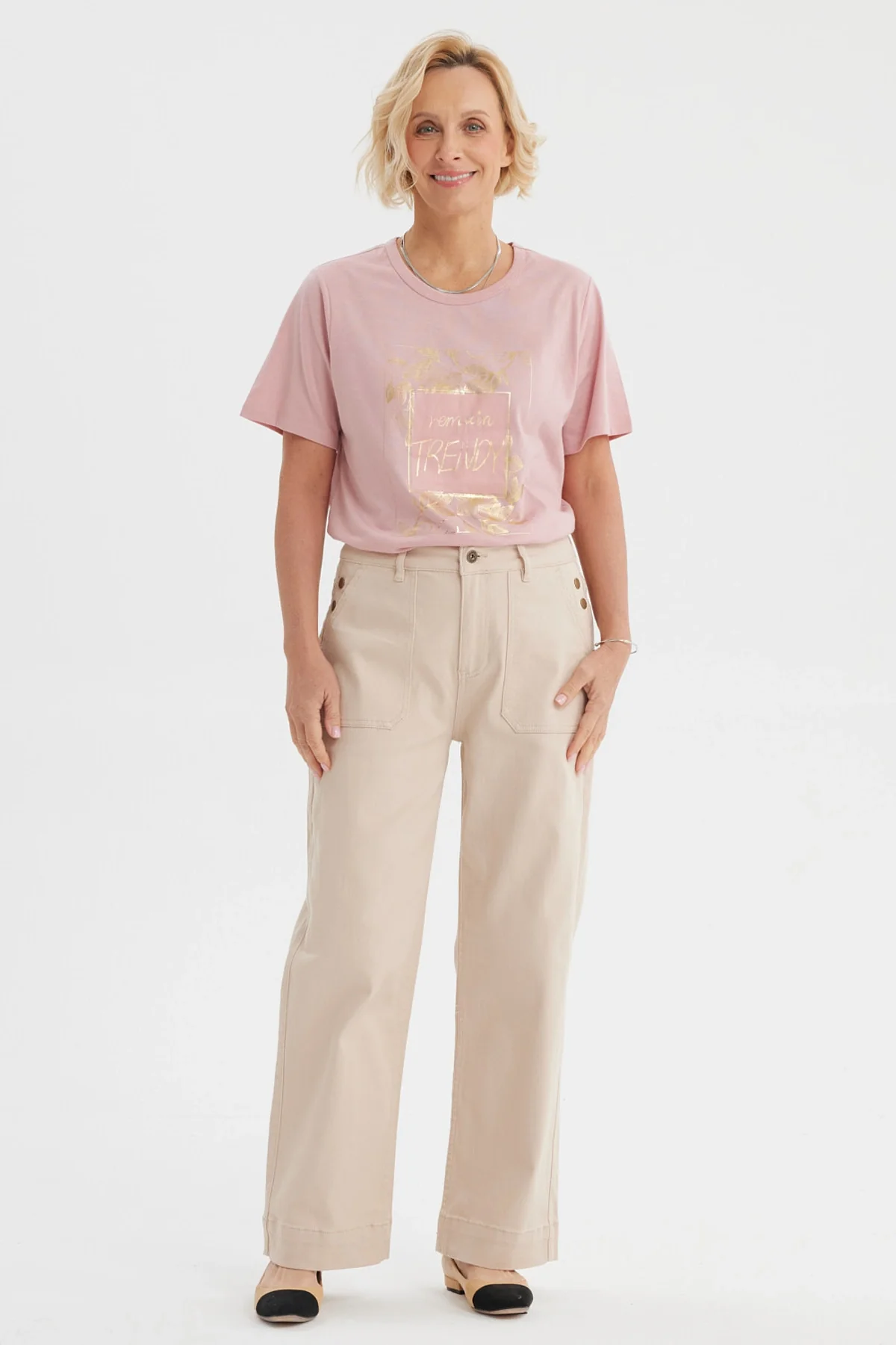 Jeans Mujer Clásico Calce Recto Beige Claro - Image 4