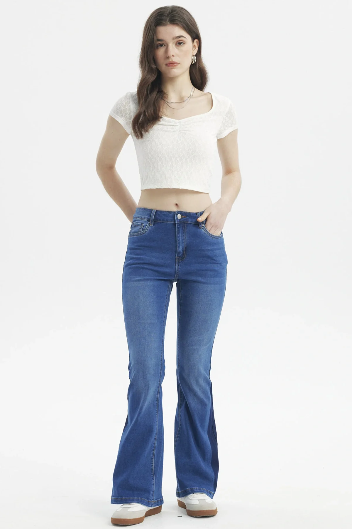 Jeans Mujer Flare Bota Bicolor Azul - Image 4