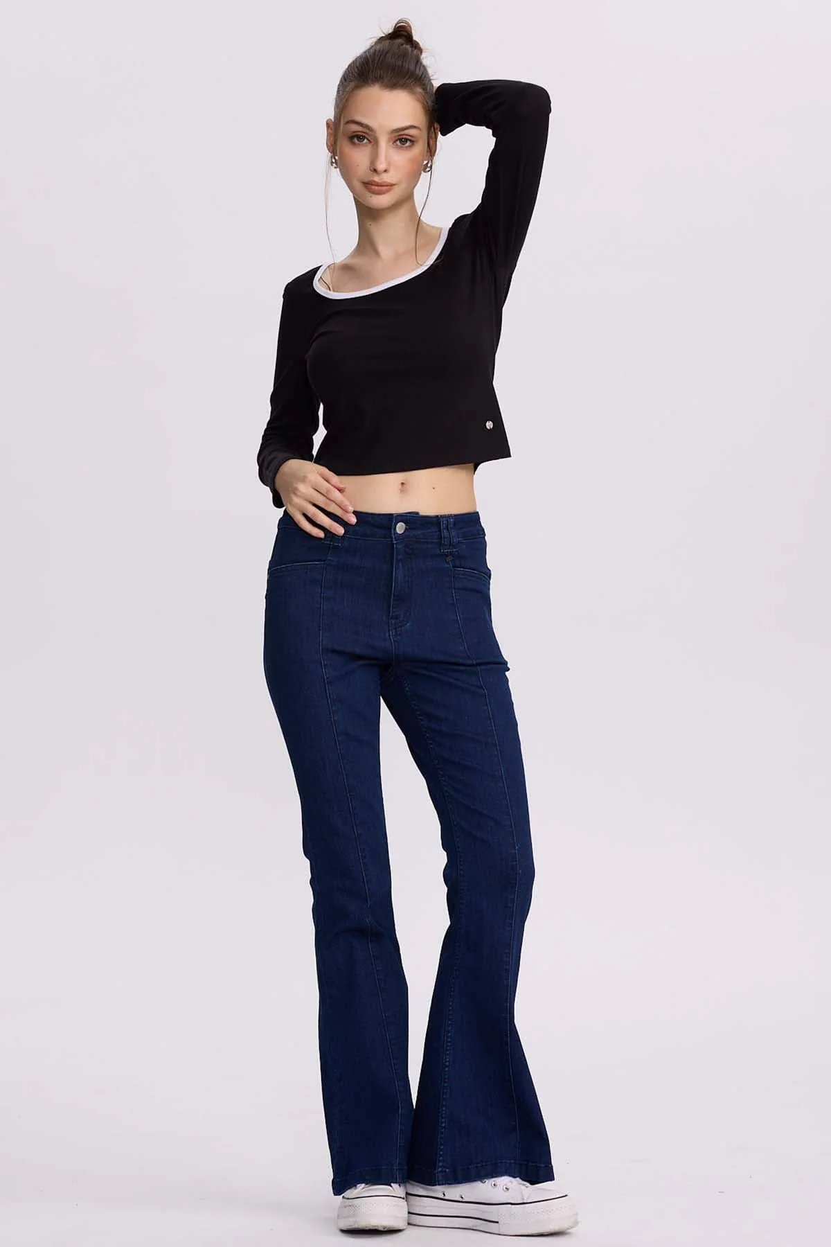 Jeans Mujer Flare Linea Azul Oscuro - Image 4