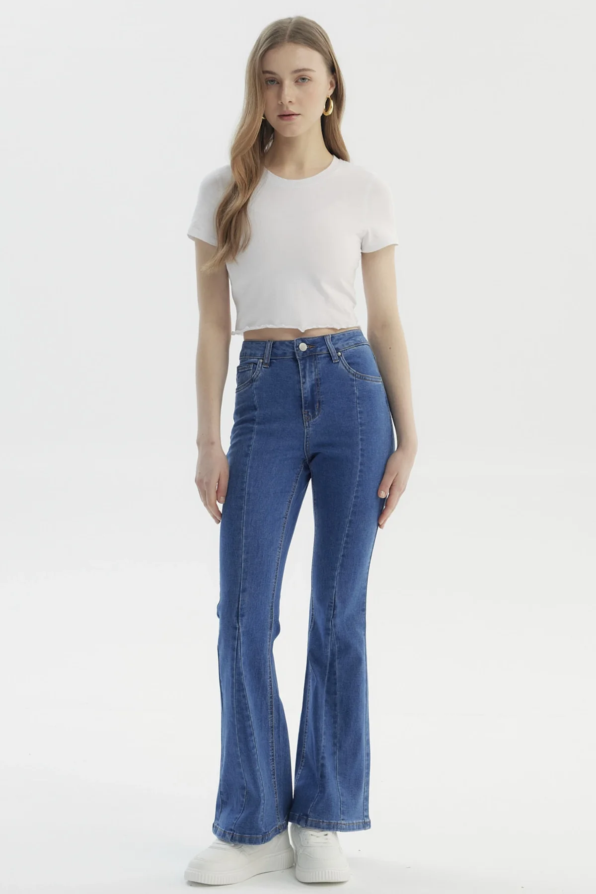 Jeans Mujer Flare Linea Curva Azul - Image 4