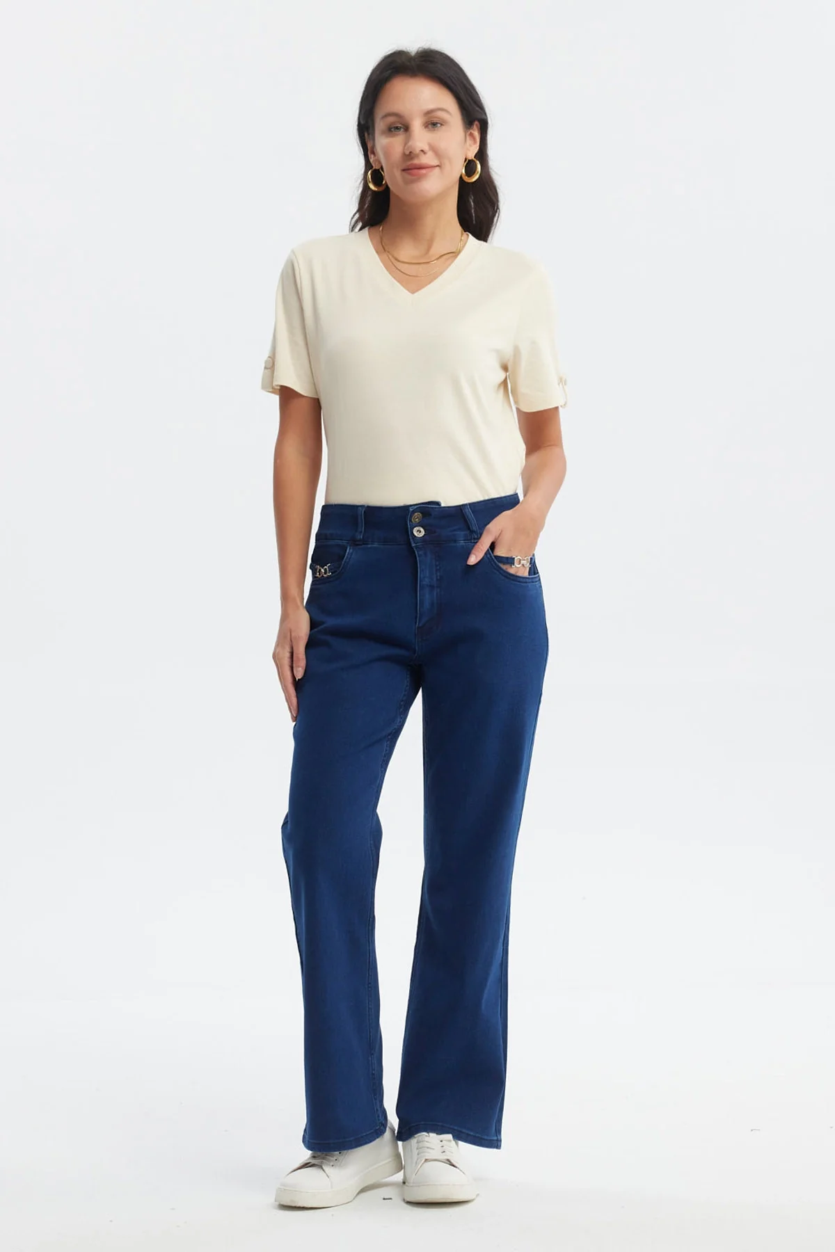 Jeans Mujer Flare Tiro Alto Azul - Image 4