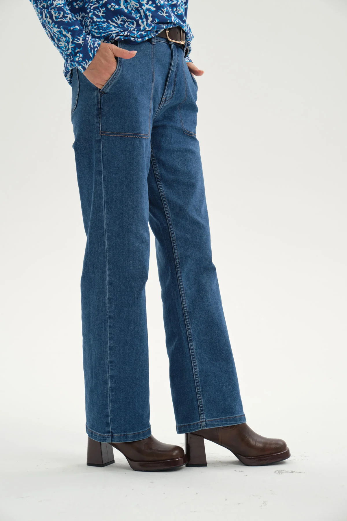 Jeans Mujer Flare Tiro Alto Azul - Image 2