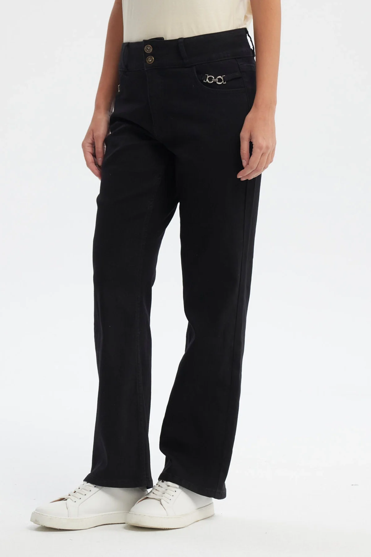 Jeans Mujer Flare Tiro Alto Negro - Image 2