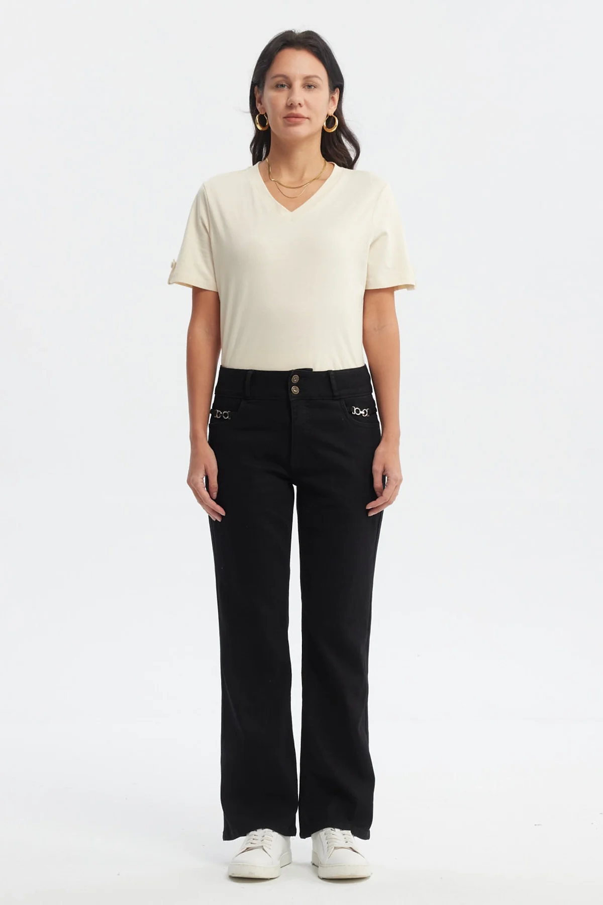 Jeans Mujer Flare Tiro Alto Negro - Image 4