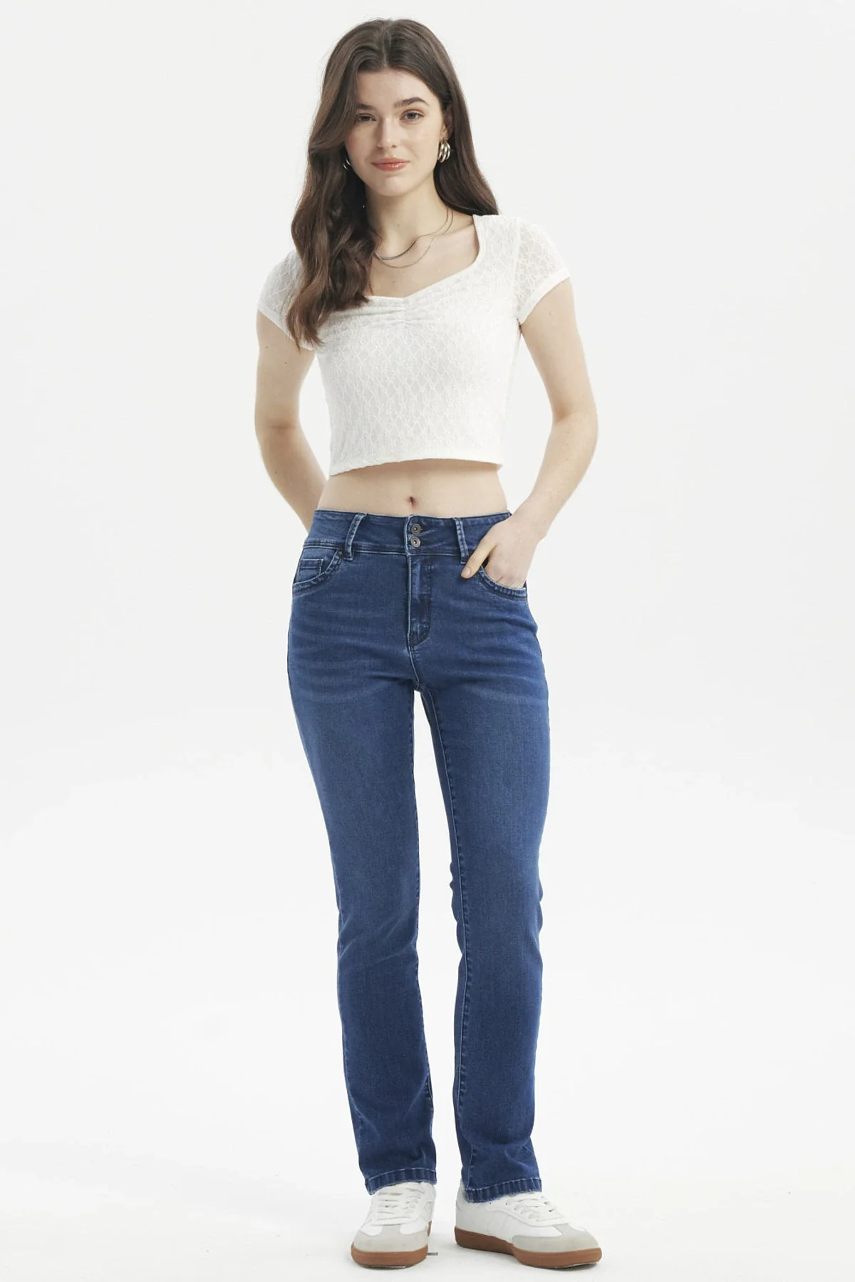 Jeans Mujer Flo Calce Recto Azul Oscuro - Image 4