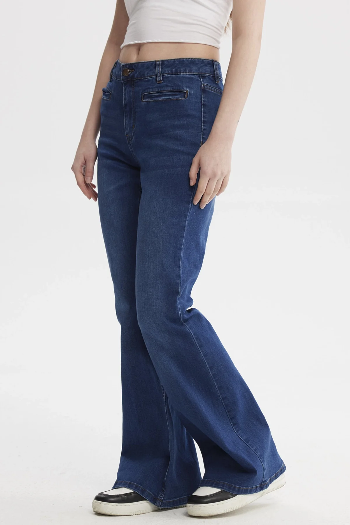 Jeans Mujer Moda Flare Azul Oscuro - Image 2