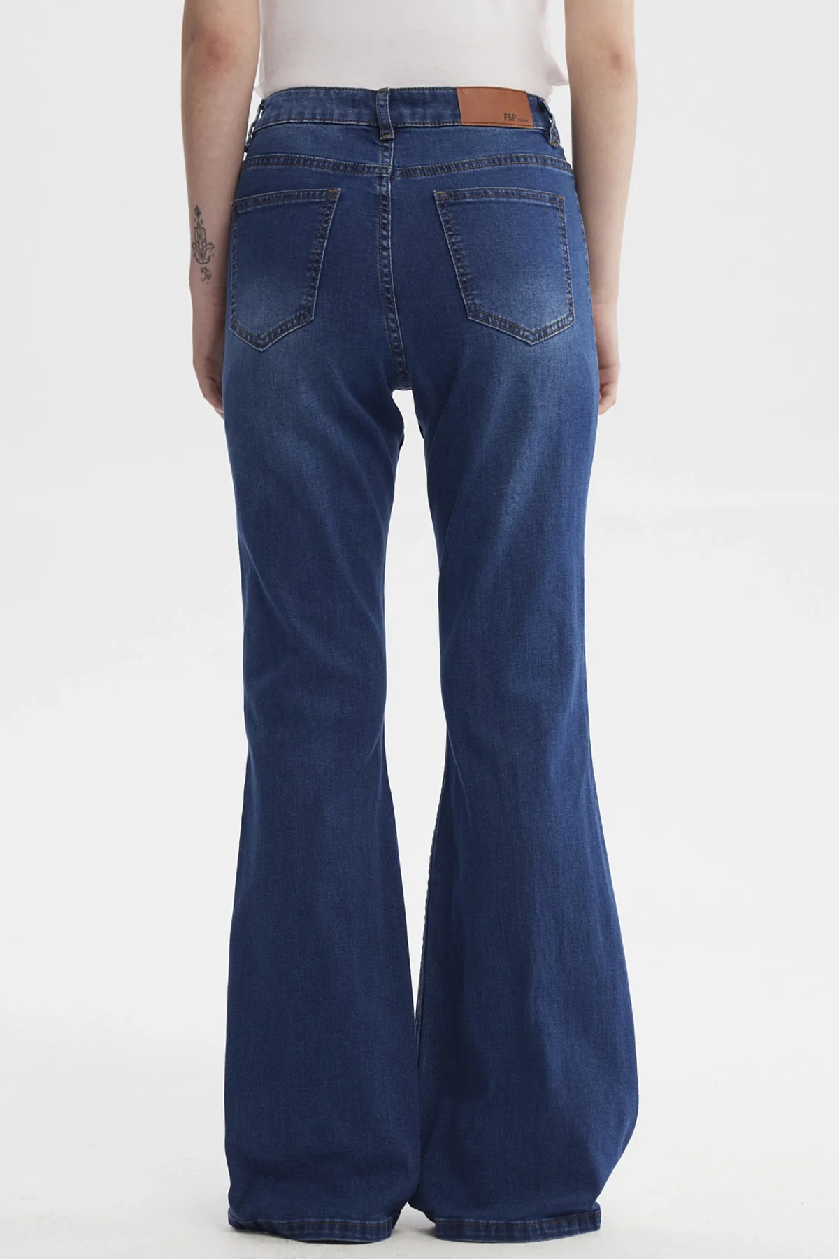 Jeans Mujer Moda Flare Azul Oscuro - Image 3