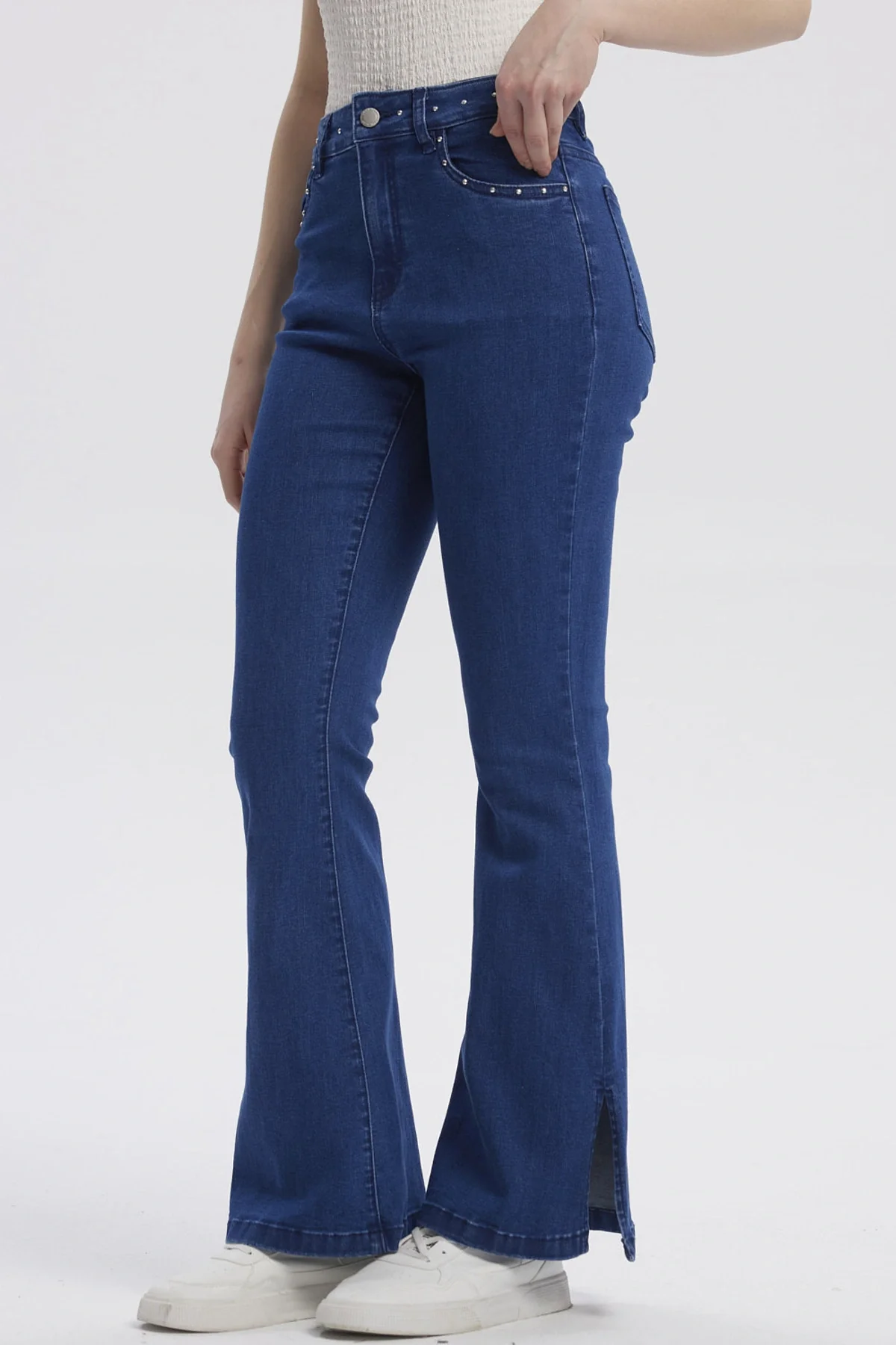 Jeans Mujer Moda Flare Azul Oscuro - Image 2