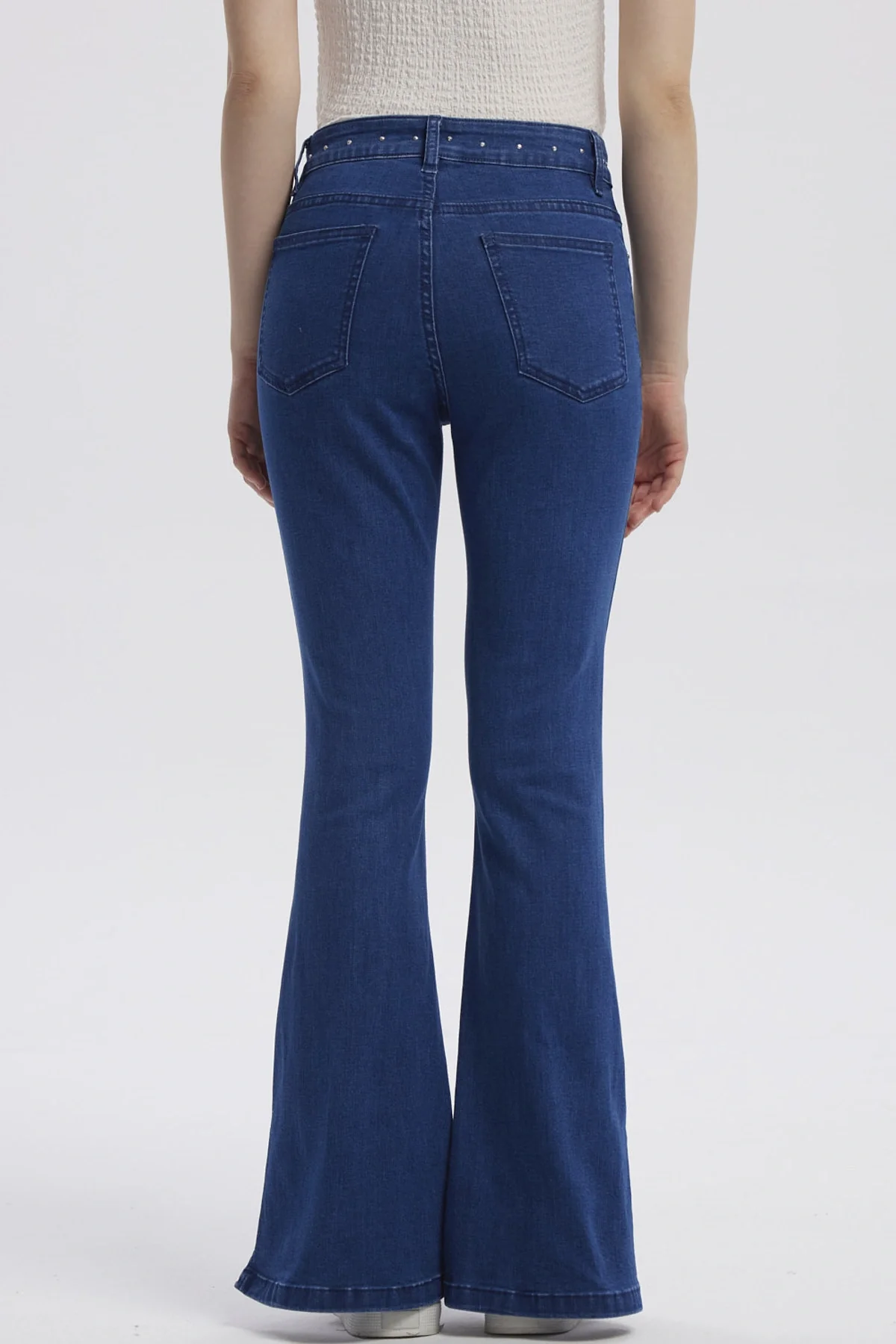 Jeans Mujer Moda Flare Azul Oscuro - Image 3