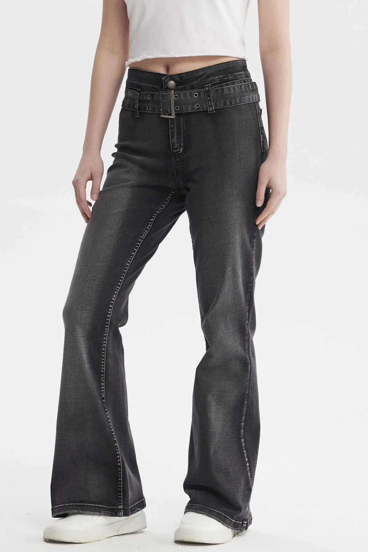 Jeans Mujer Moda Flare Negro - Image 2