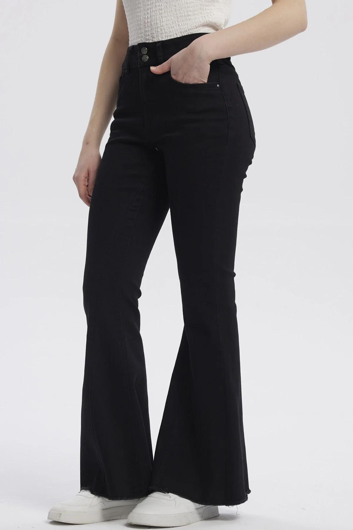 Jeans Mujer Moda Flare Negro - Image 2