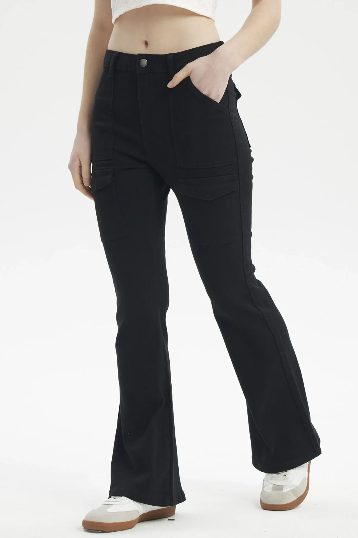 Jeans Mujer Moda Flare Negro - Image 2