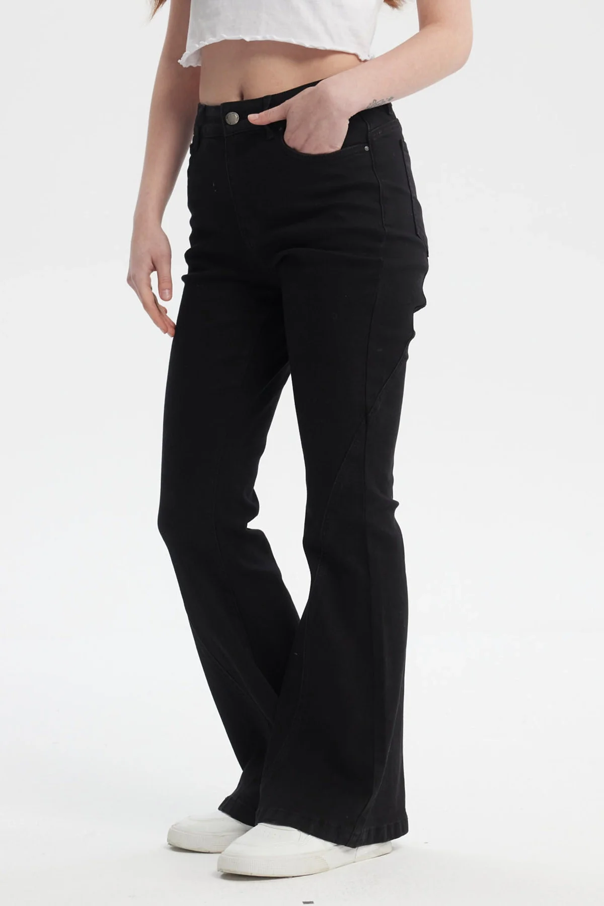 Jeans Mujer Moda Flare Negro - Image 2