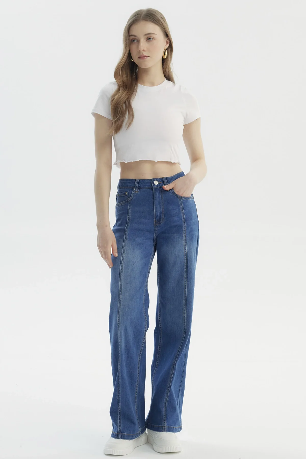Jeans Mujer Moda Wide Leg Azul - Image 4