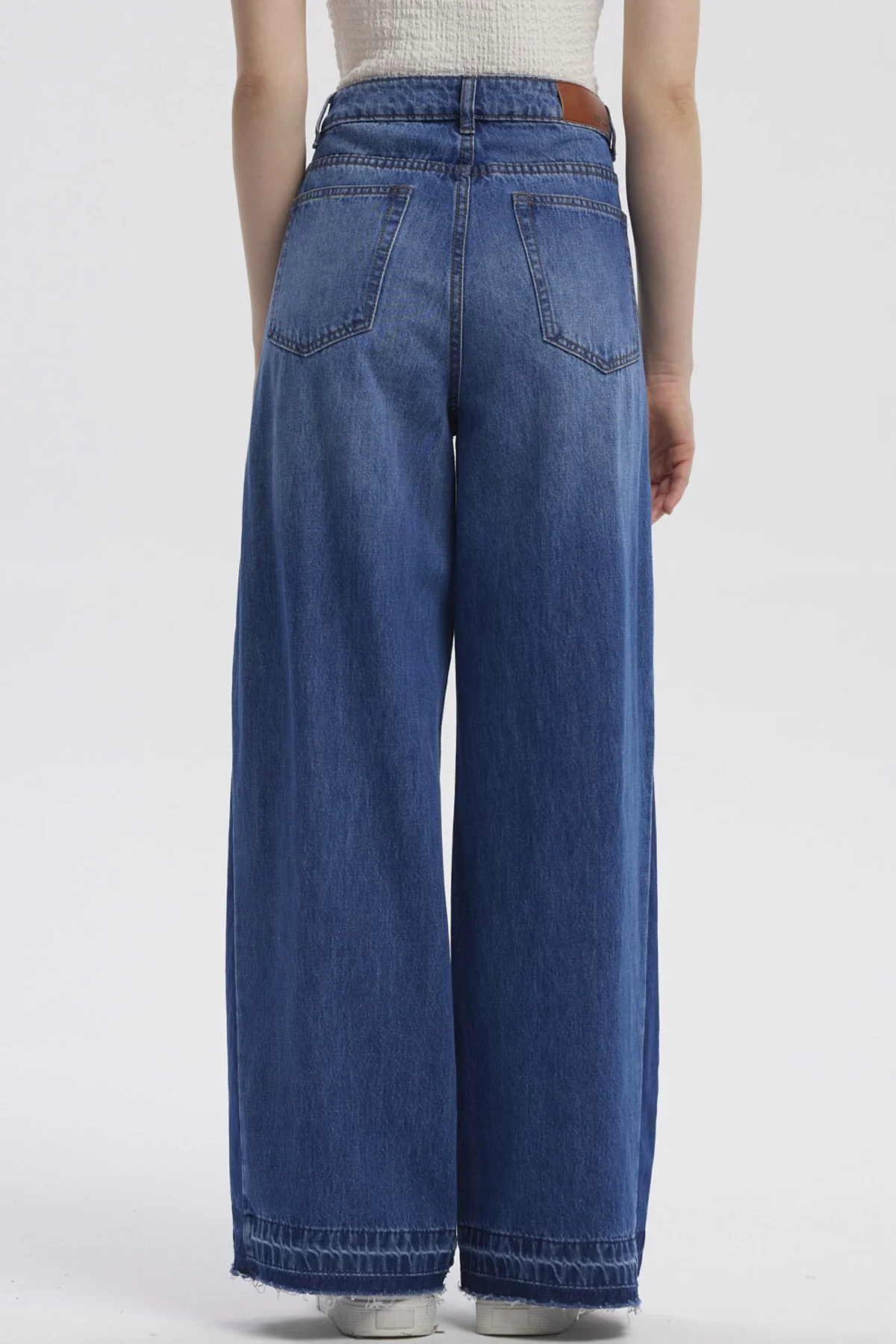 Jeans Mujer Moda Wide Leg Azul Oscuro - Image 3