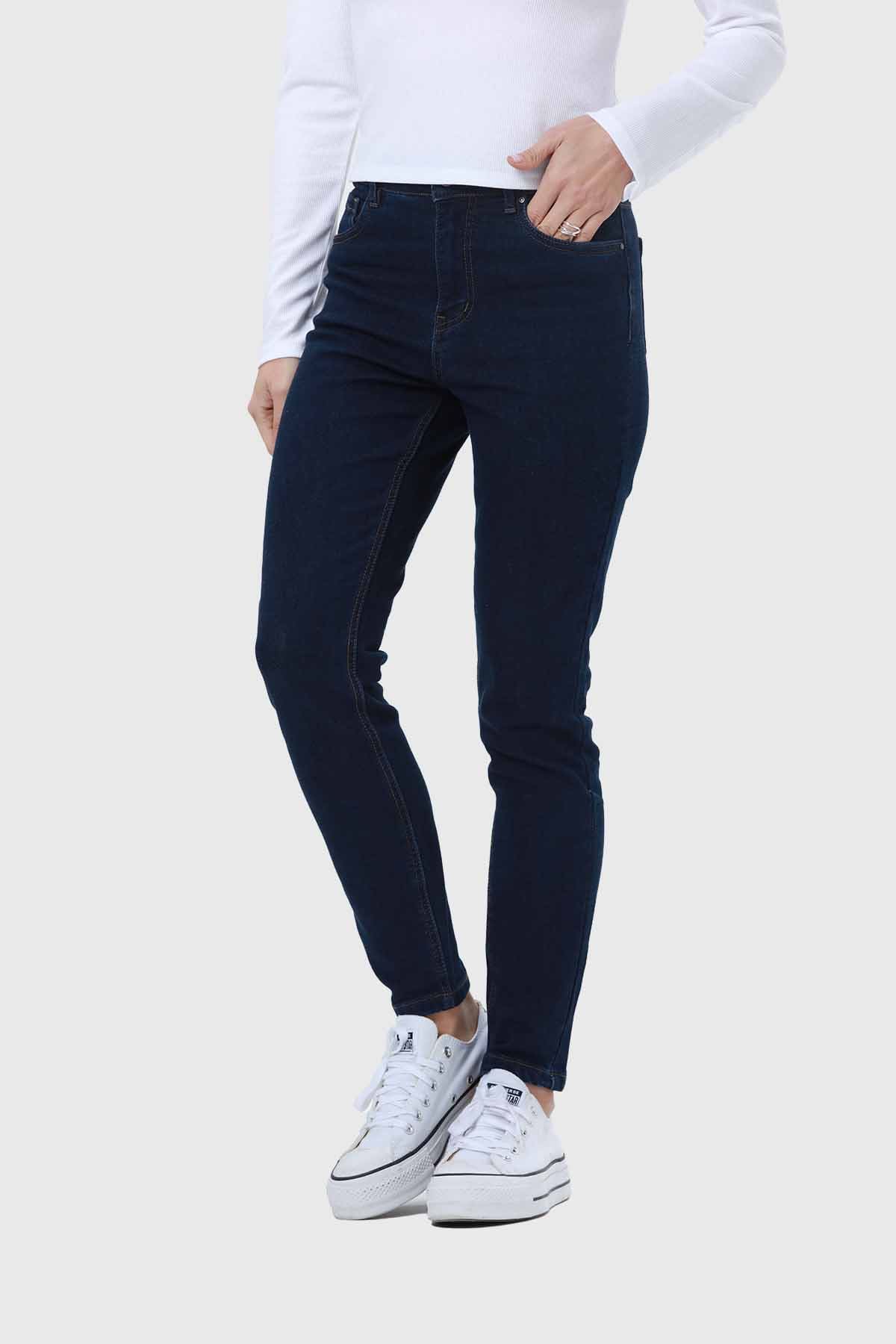Jeans Mujer Skinny Con Polar Azul - Image 2