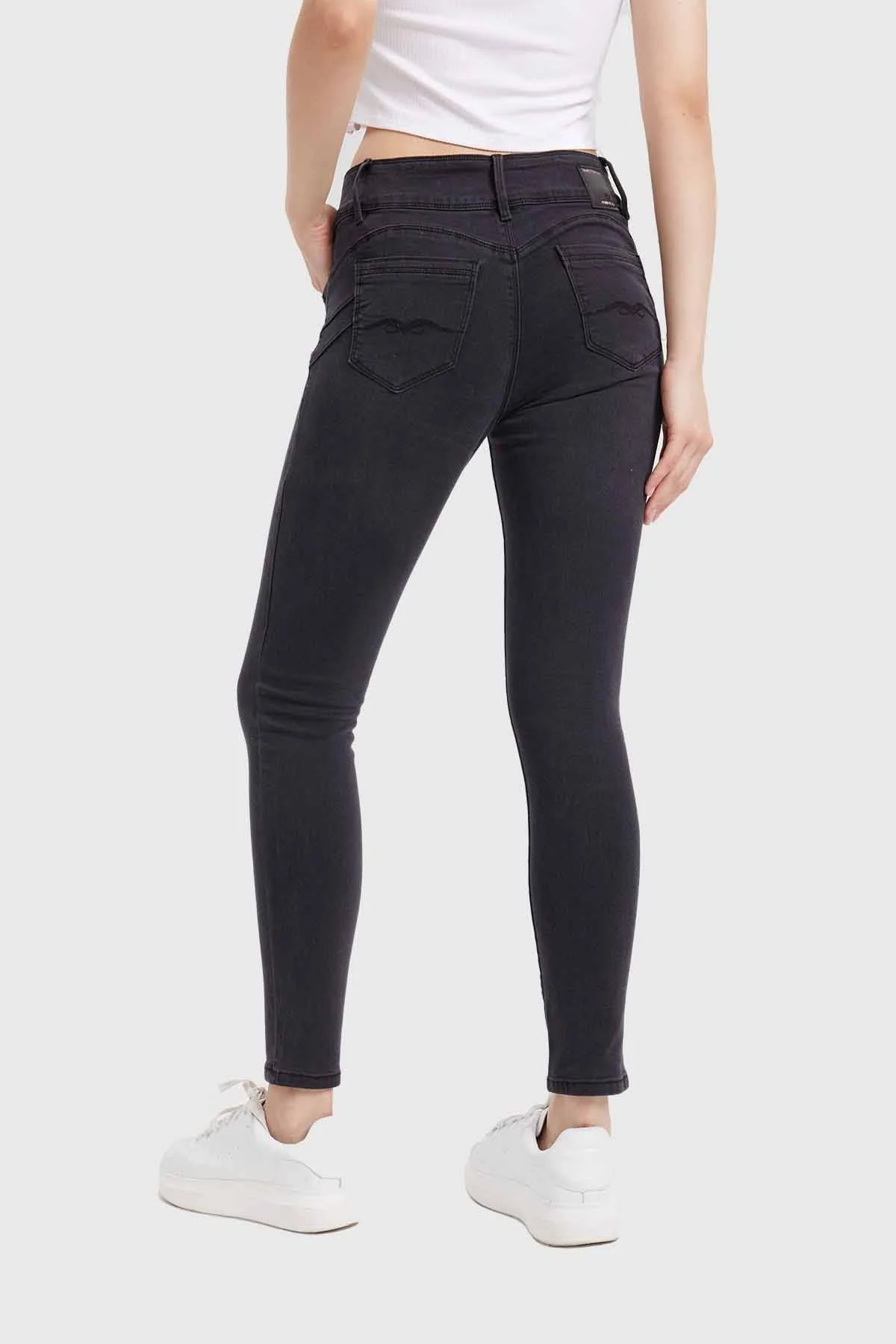 Jeans Mujer Skinny Kim Lavado Negro - Image 3