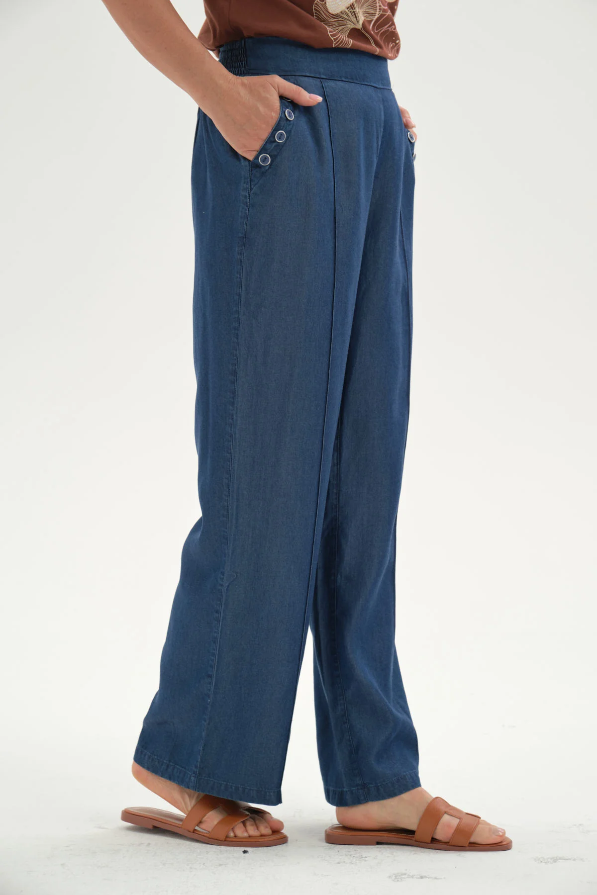 Jeans Mujer Tencel Pretina Elasticada Azul - Image 3