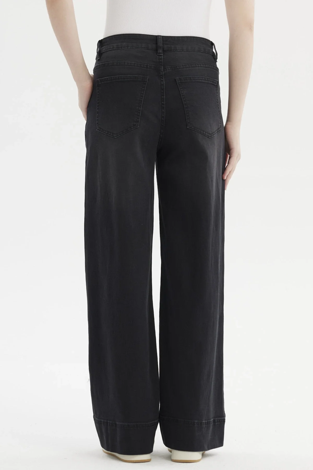 Jeans Mujer Wide Leg Diagonal Negro - Image 3