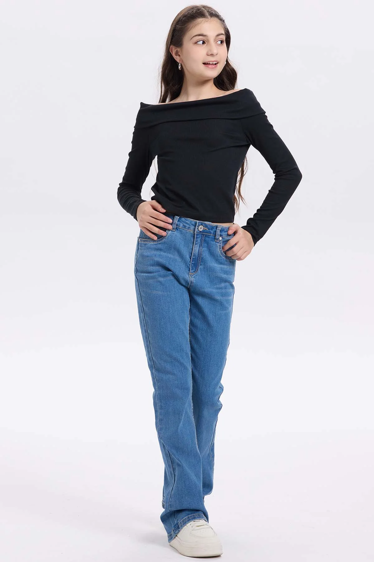 Jeans Niña Básico Flare Azul Claro - Image 4