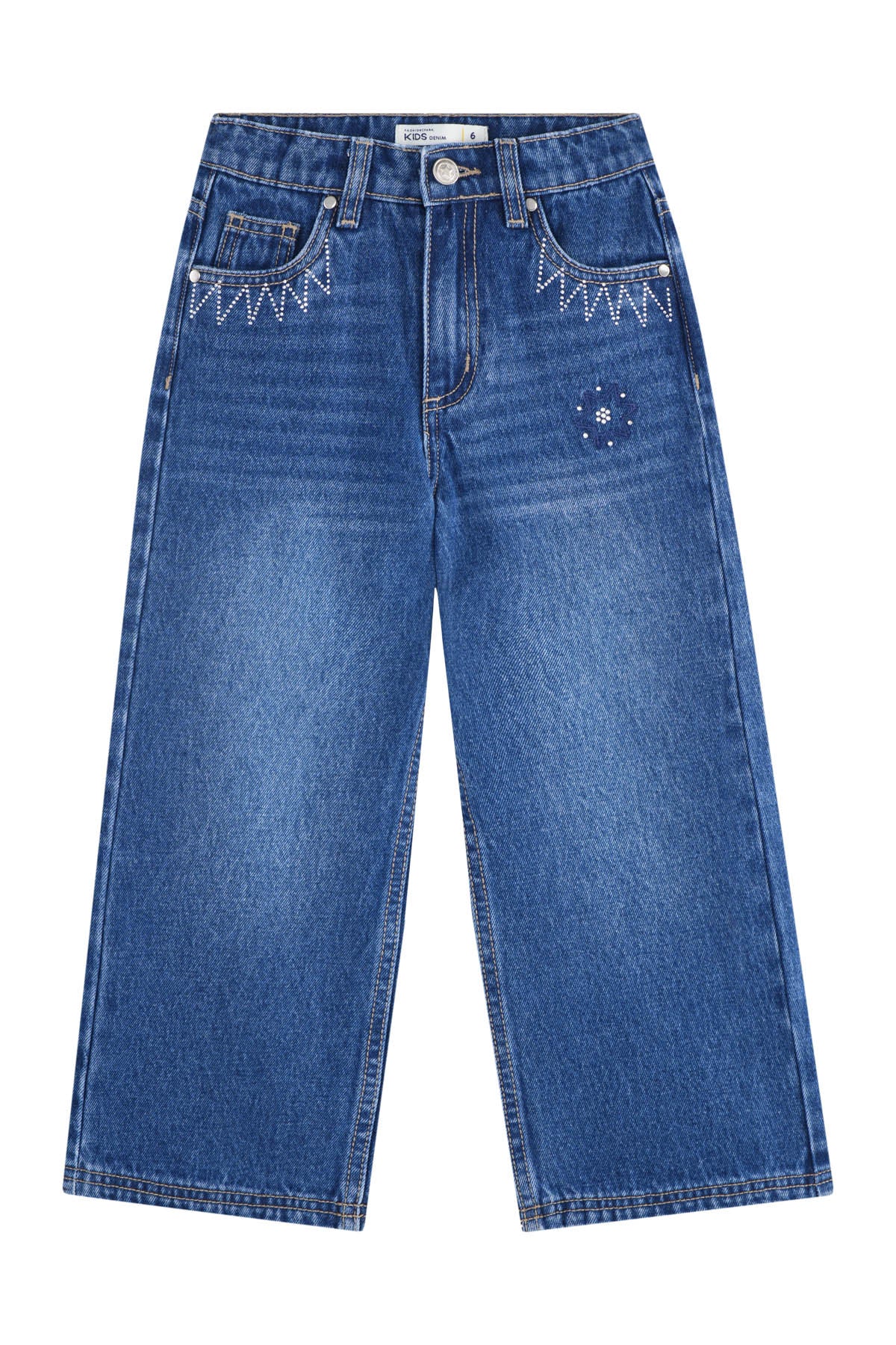 Jeans Niña Flare Con Strass Azul - Image 3