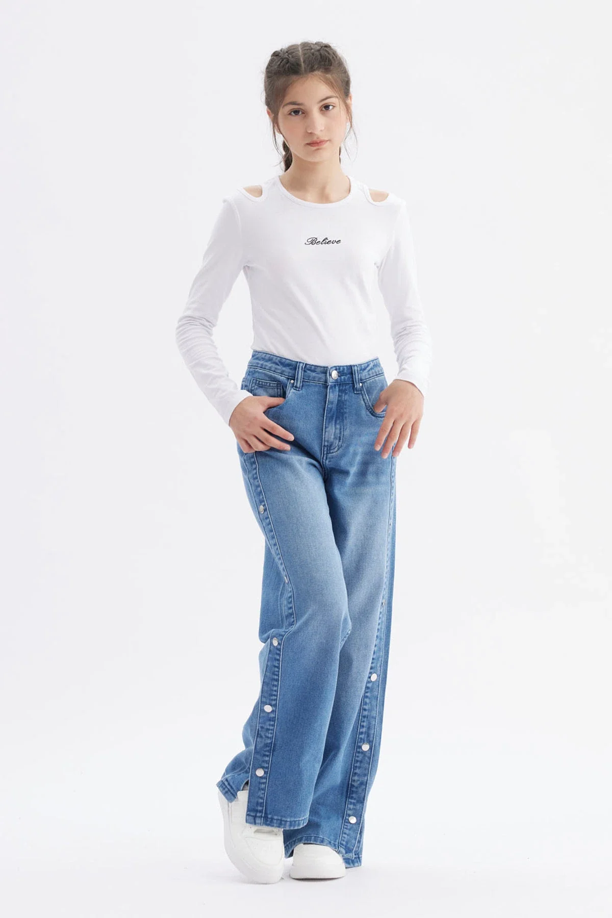 Jeans Niña Wide Leg Azul - Image 4