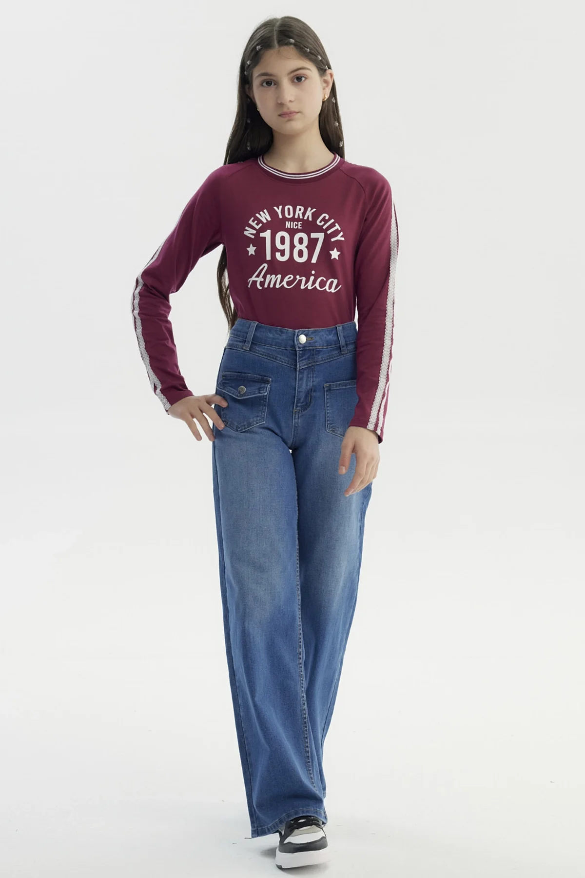 Jeans Niña Wide Leg Azul - Image 4