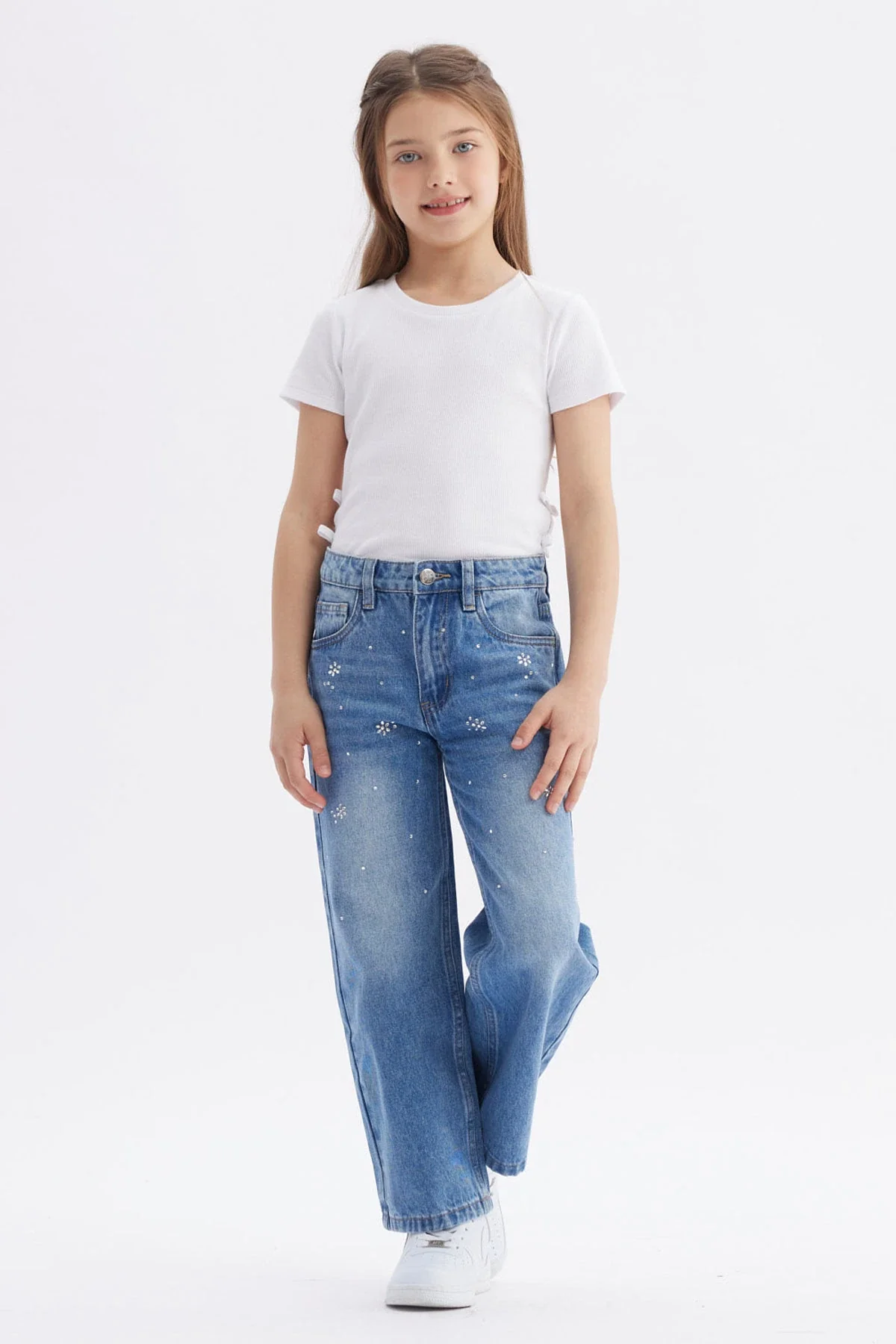 Jeans Niña Wide Leg Strass Azul - Image 4