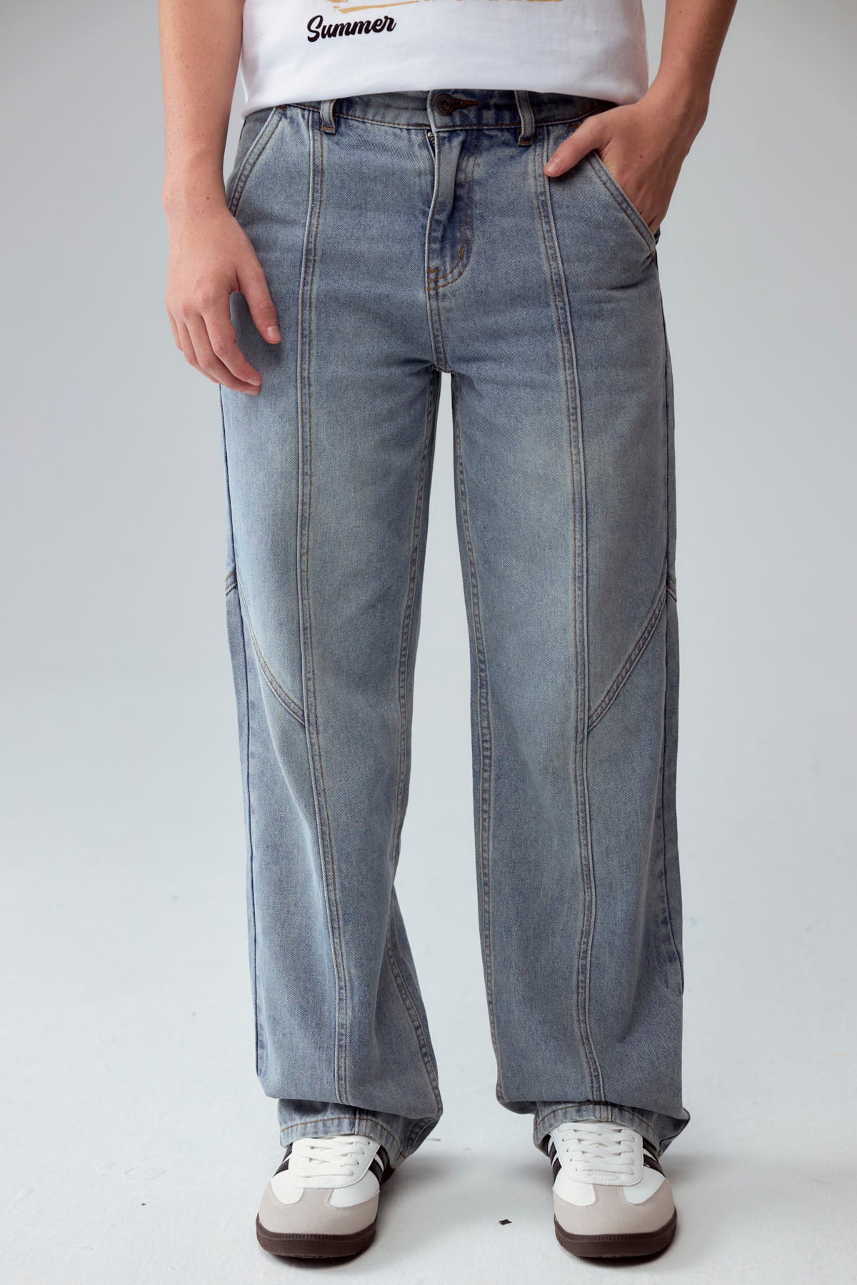 Jeans Niño Calce Recto Cortes Azul - Image 2