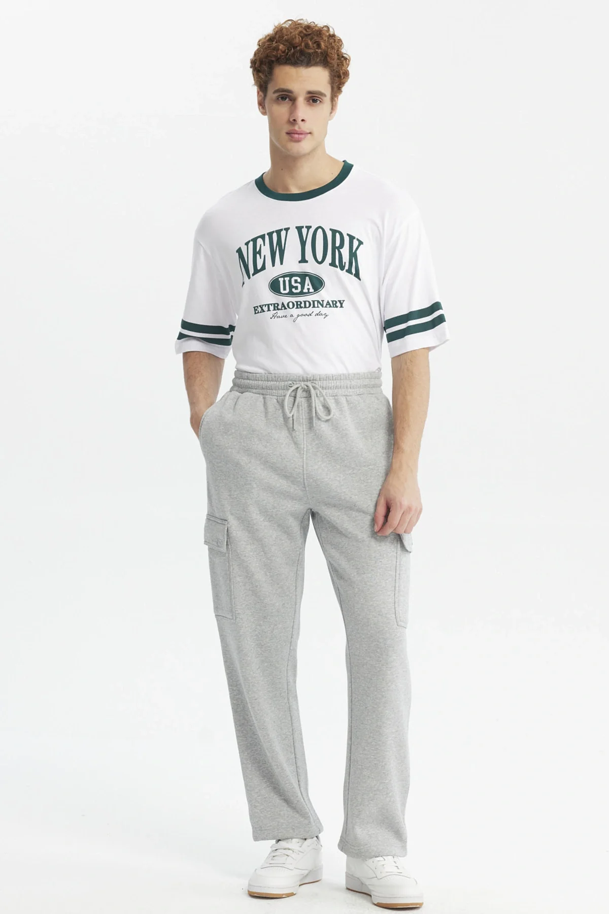 Pantalón Buzo Hombre Cargo Ajustable Gris Melange - Image 4